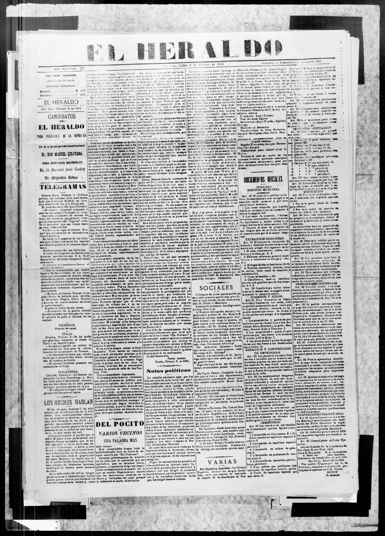 Portada · 8 de Febrero de 1904