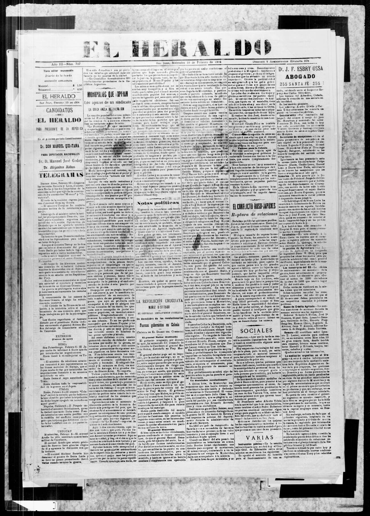 Portada · 10 de Febrero de 1904