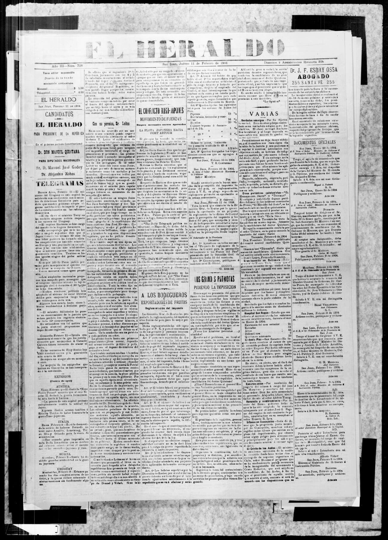 Portada · 11 de Febrero de 1904
