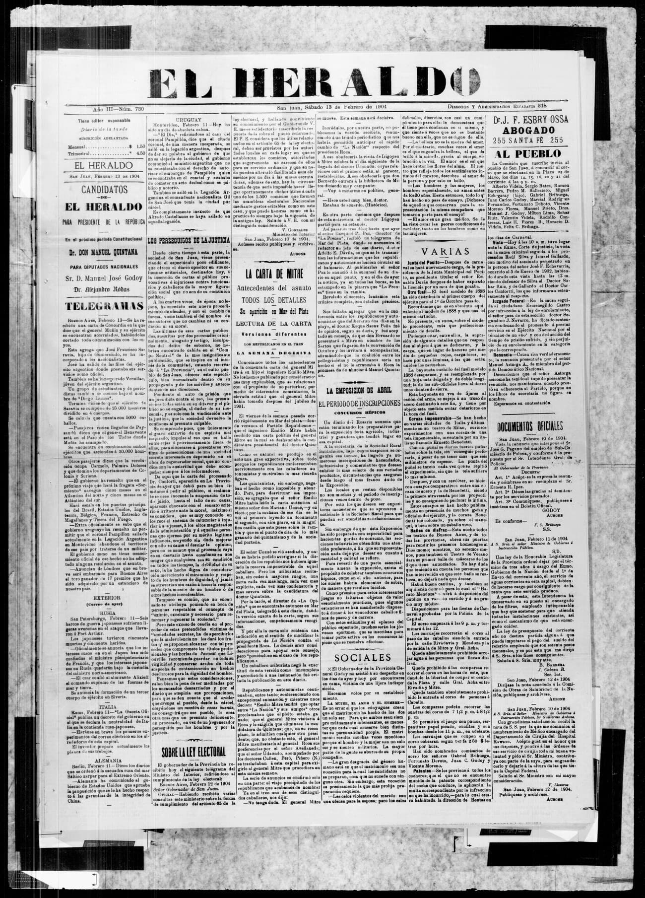 Portada · 13 de Febrero de 1904