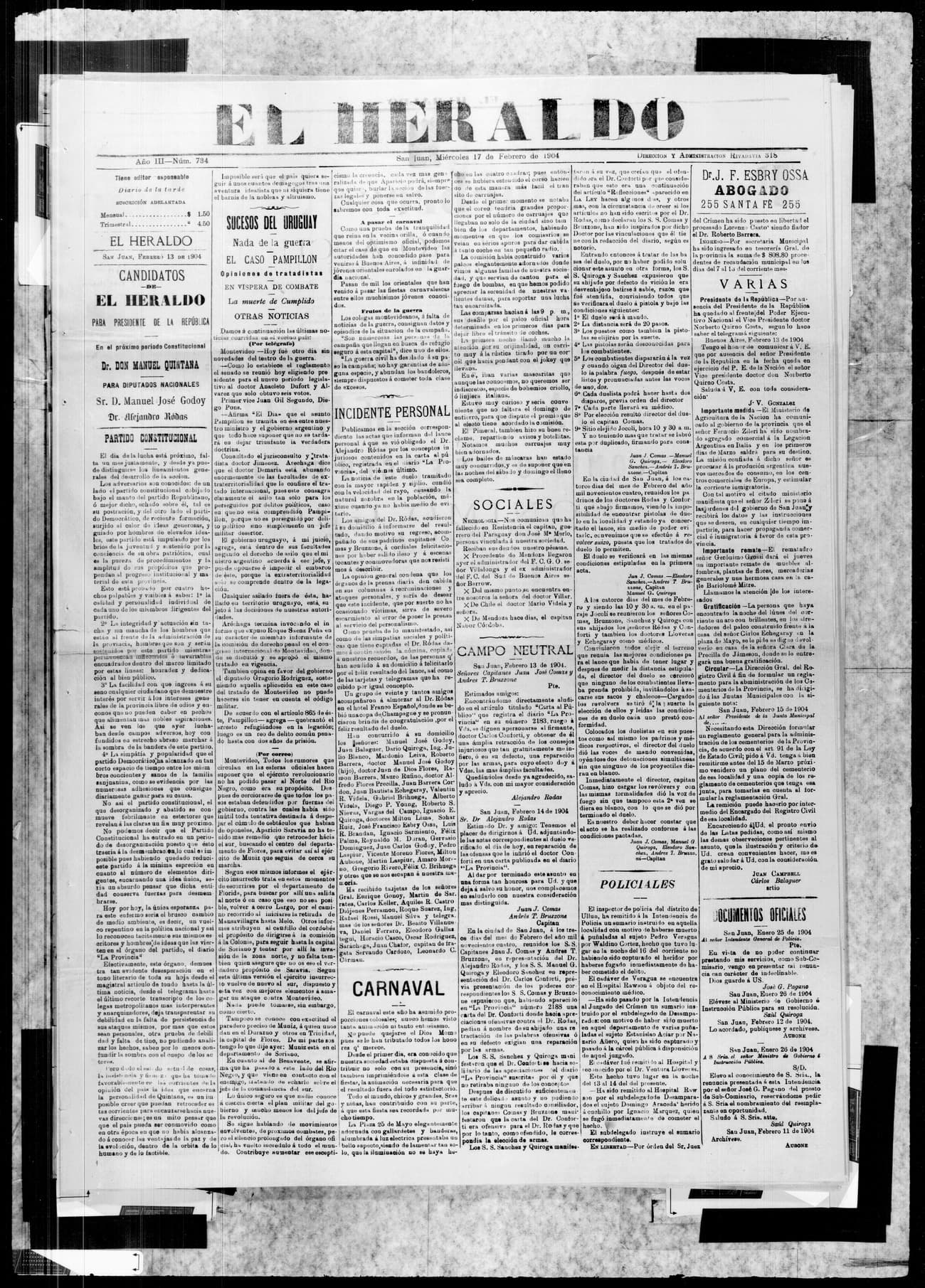 Portada · 17 de Febrero de 1904
