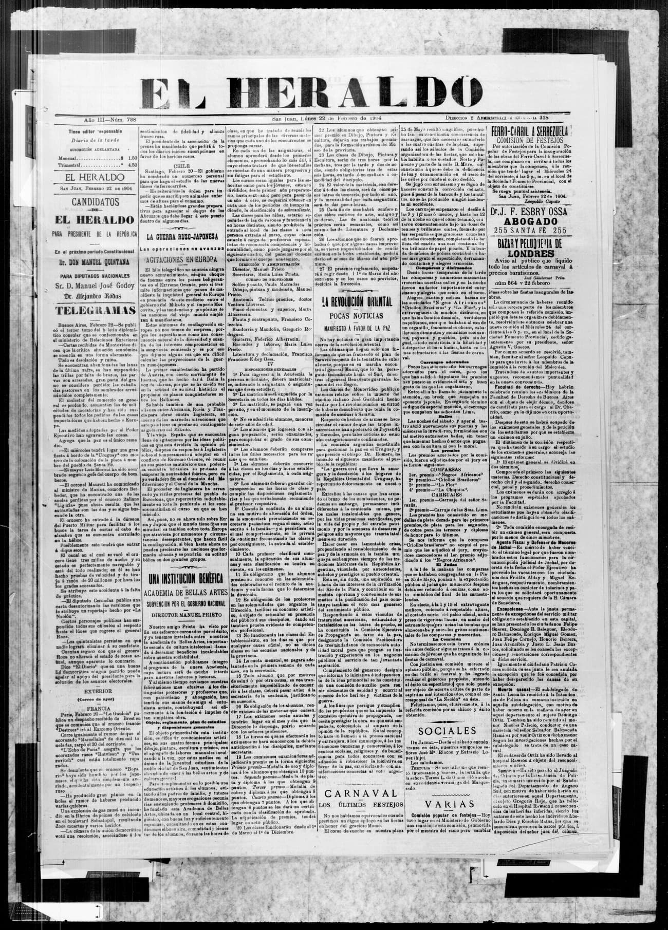 Portada · 22 de Febrero de 1904