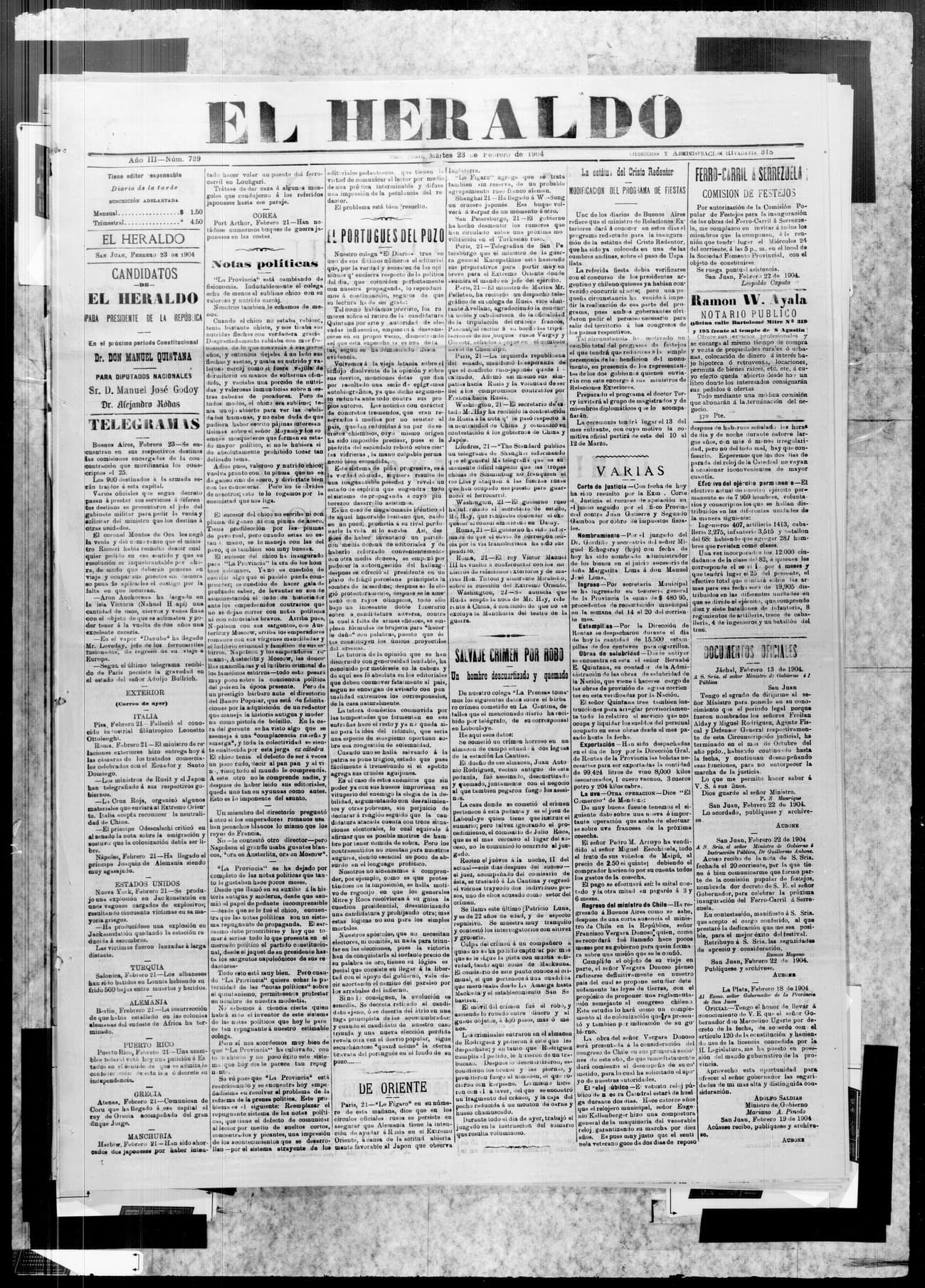 Portada · 23 de Febrero de 1904