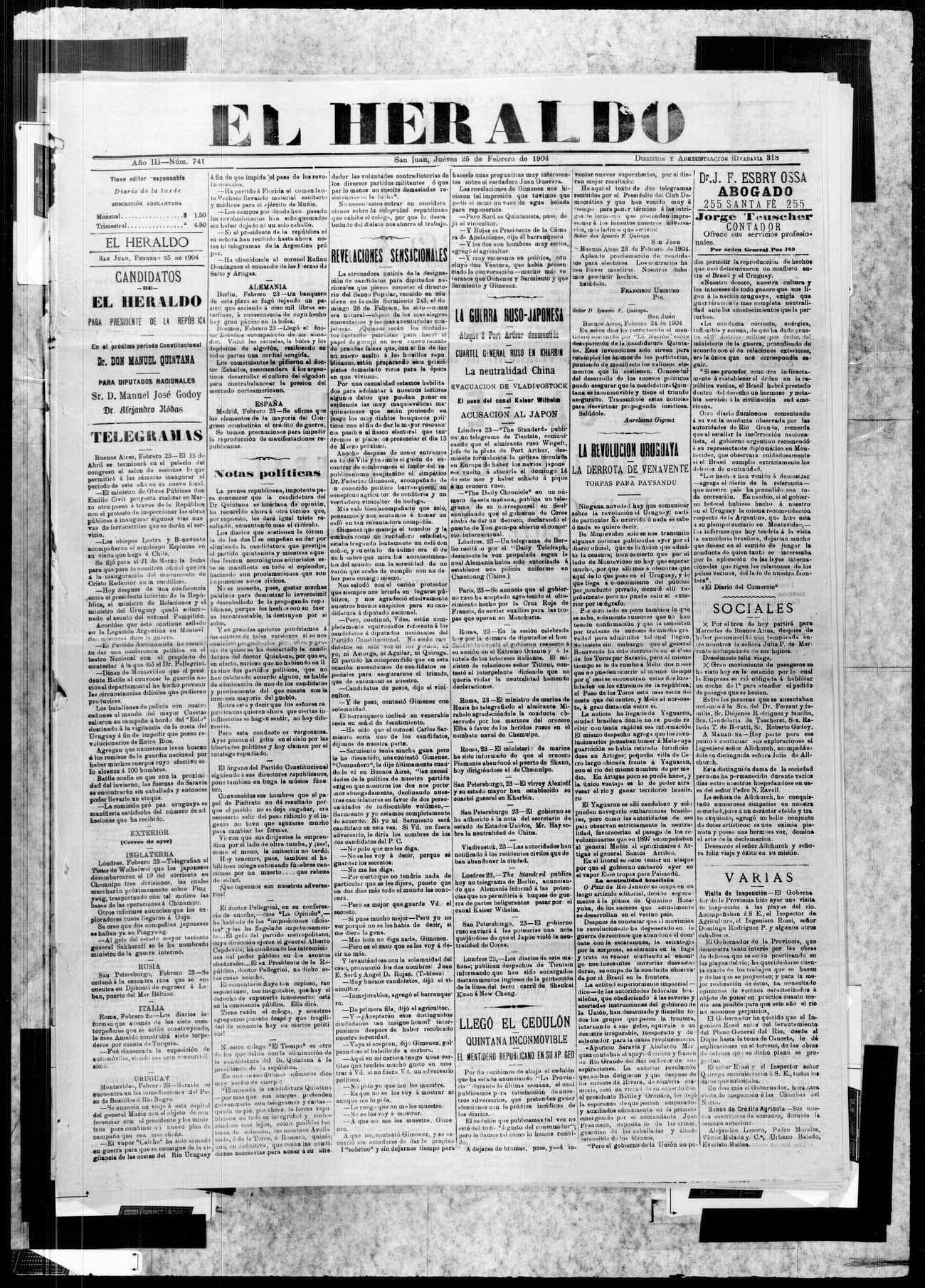 Portada · 25 de Febrero de 1904