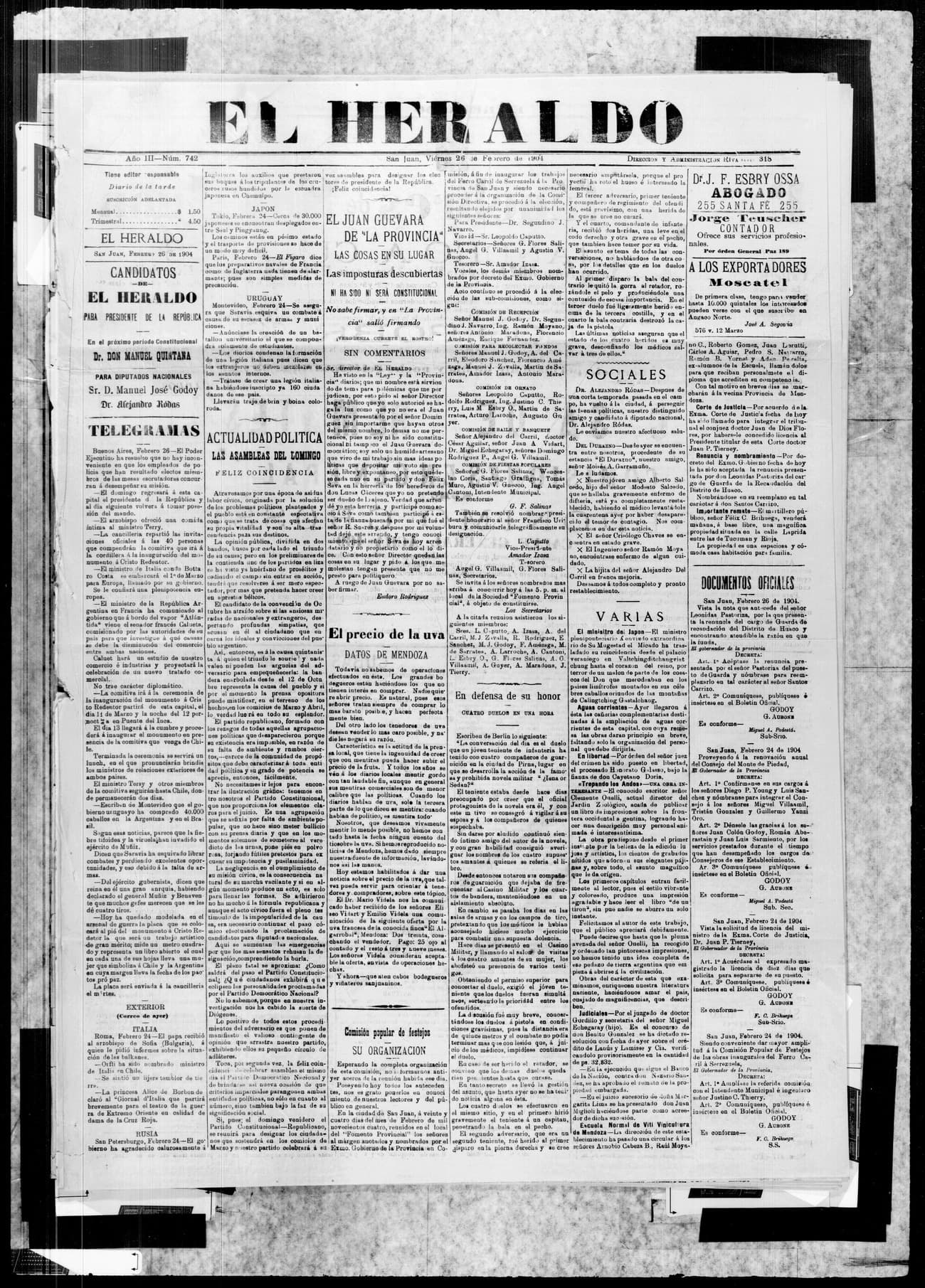 Portada · 26 de Febrero de 1904