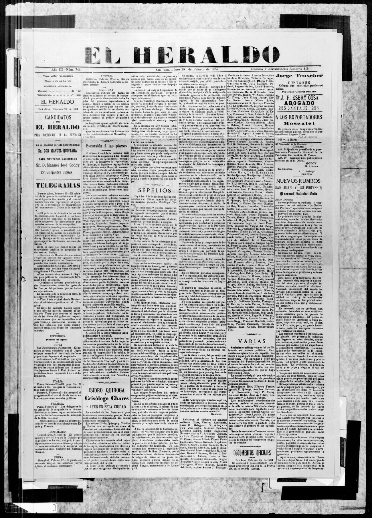 Portada · 29 de Febrero de 1904