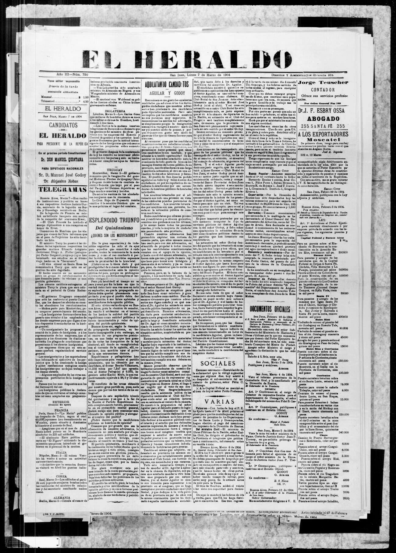 Portada · 7 de Marzo de 1904