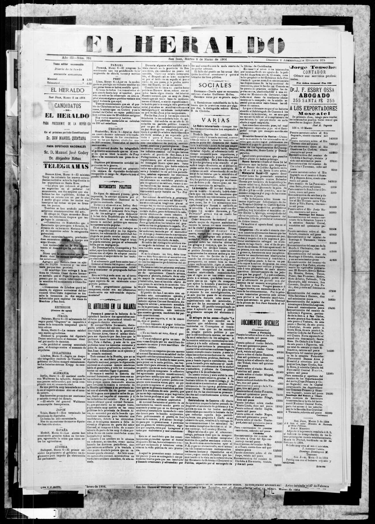 Portada · 8 de Marzo de 1904