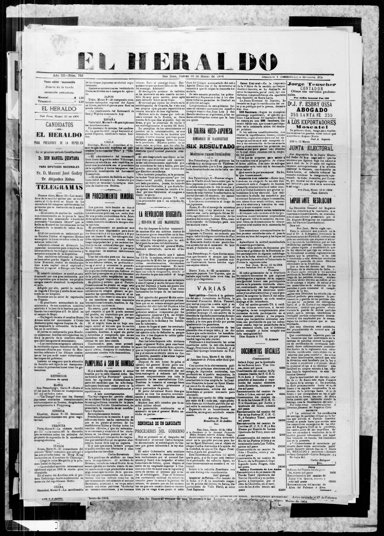 Portada · 10 de Marzo de 1904