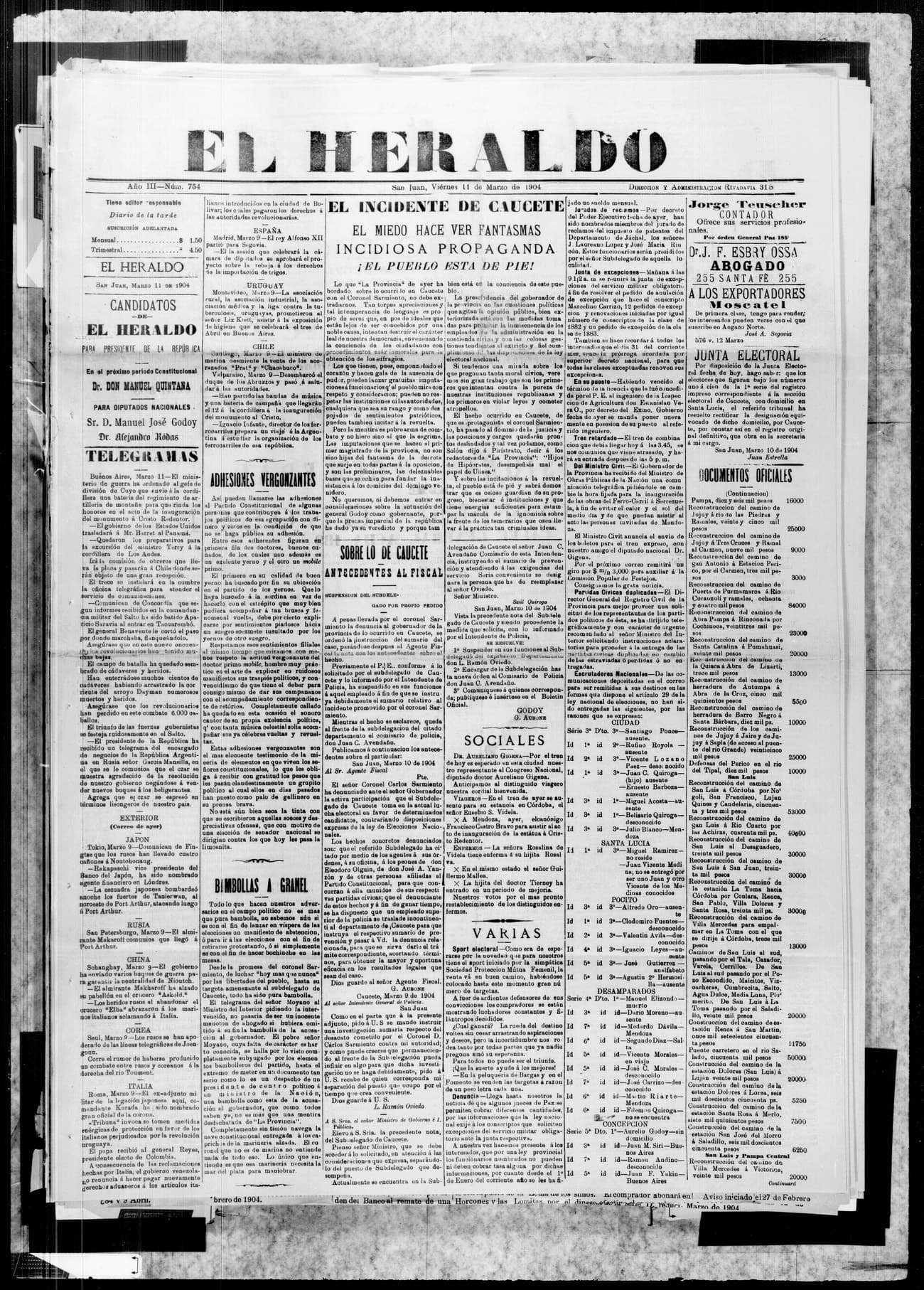 Portada · 11 de Marzo de 1904