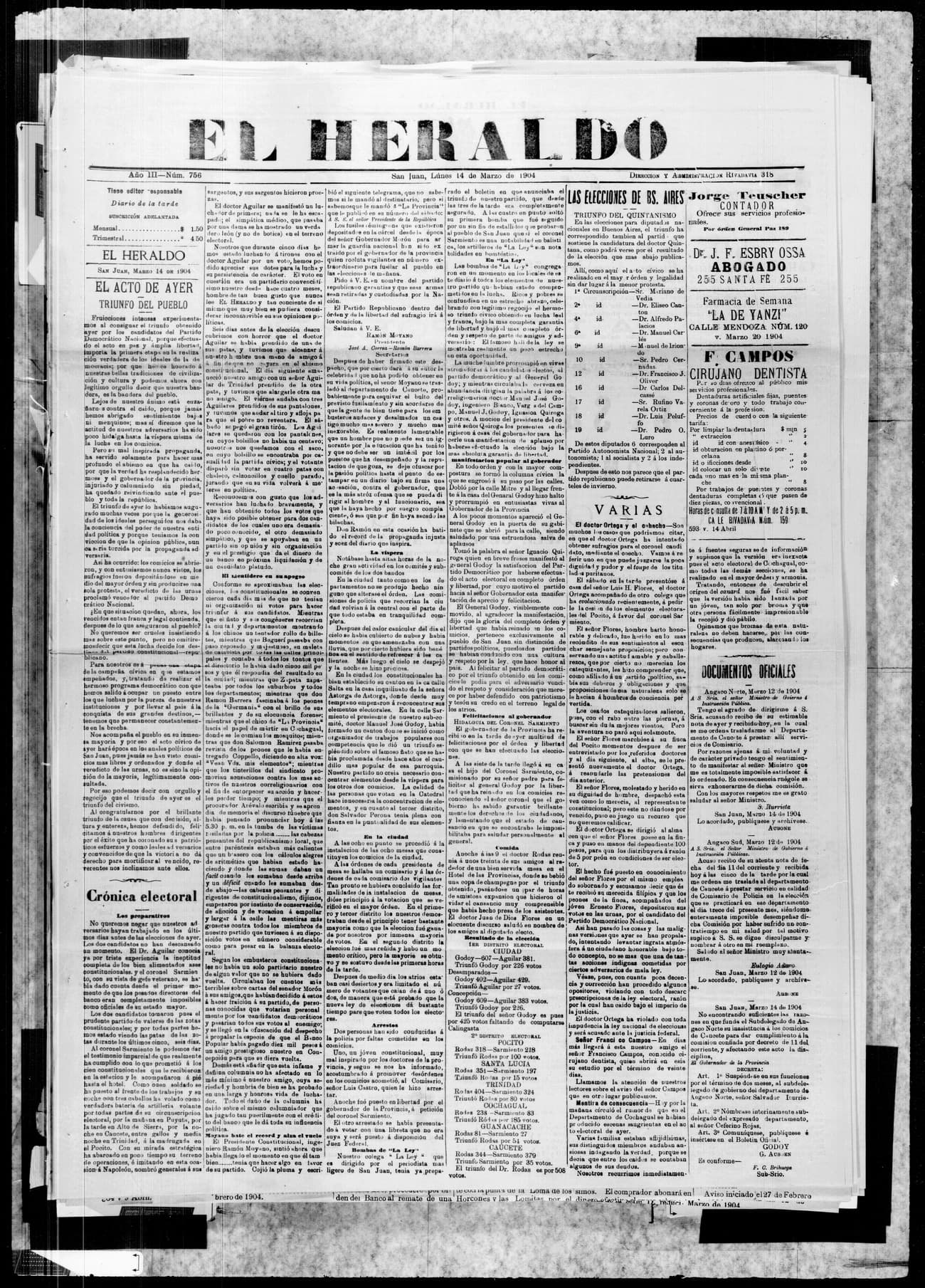 Portada · 14 de Marzo de 1904