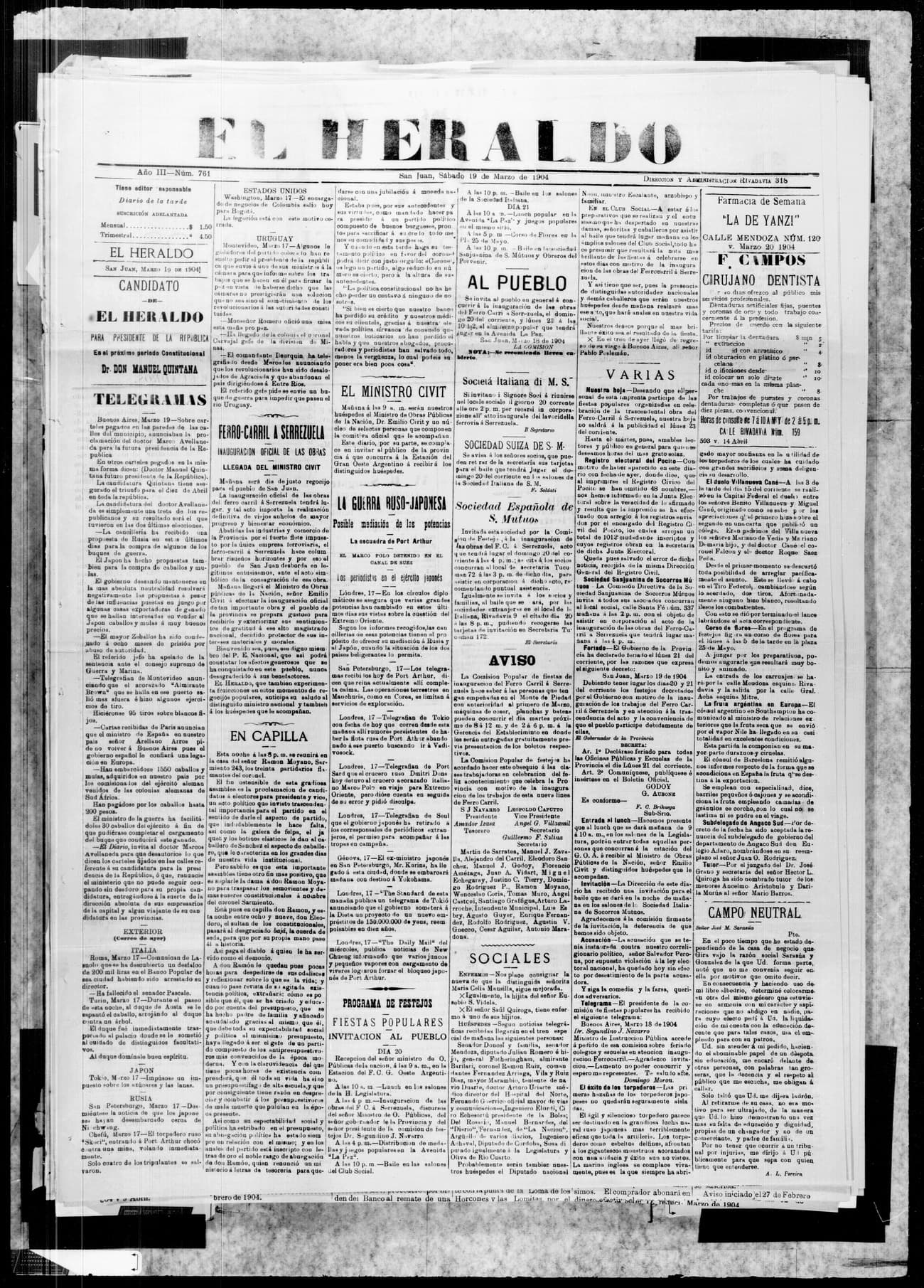 Portada · 19 de Marzo de 1904