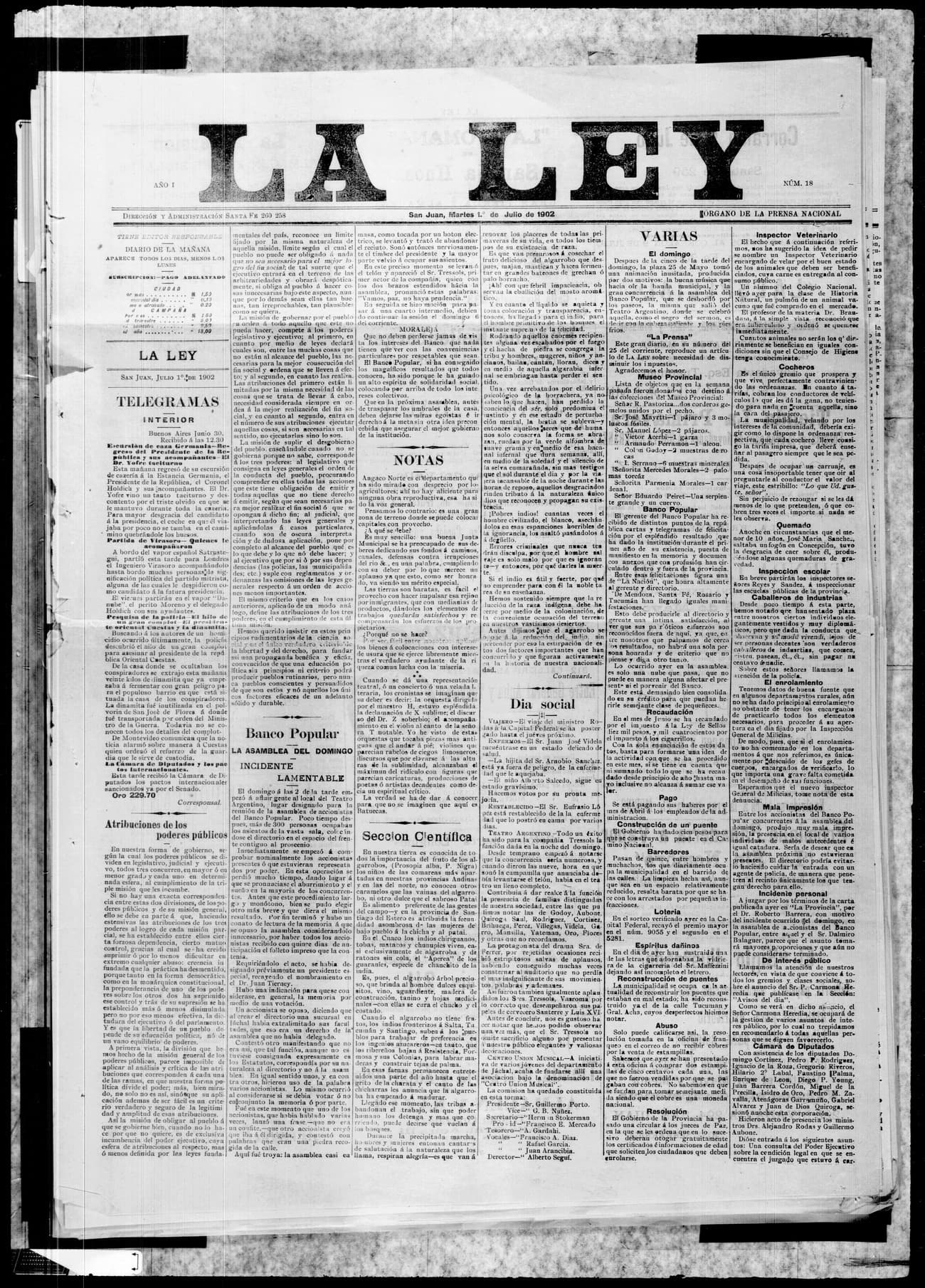 Portada · 1 de Julio de 1902