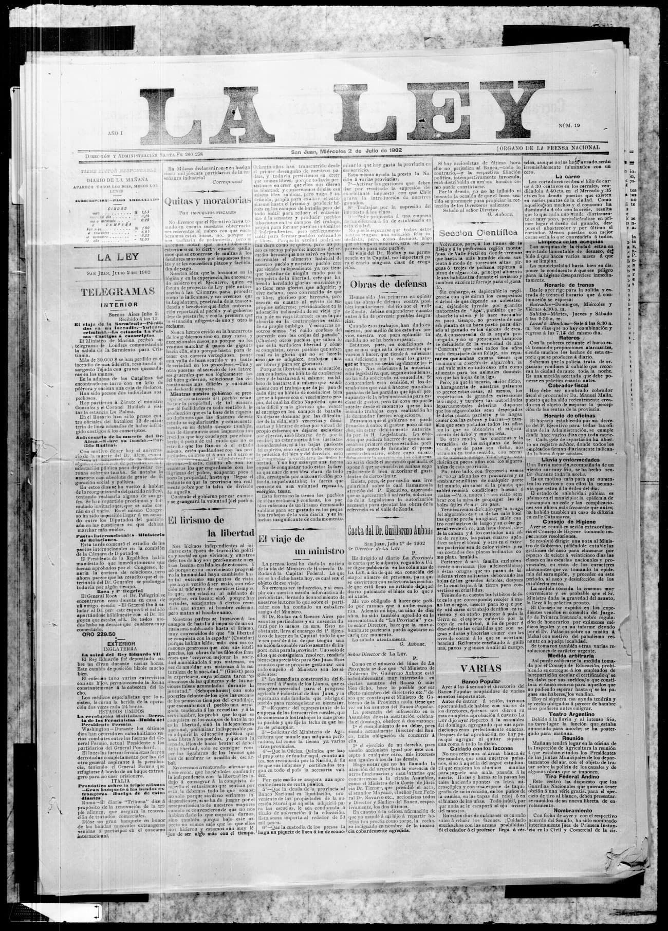 Portada · 2 de Julio de 1902