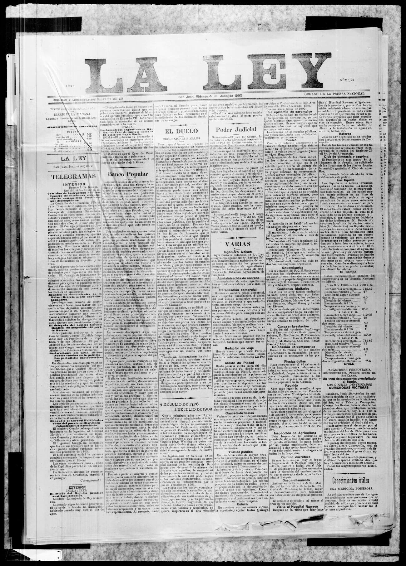 Portada · 4 de Julio de 1902