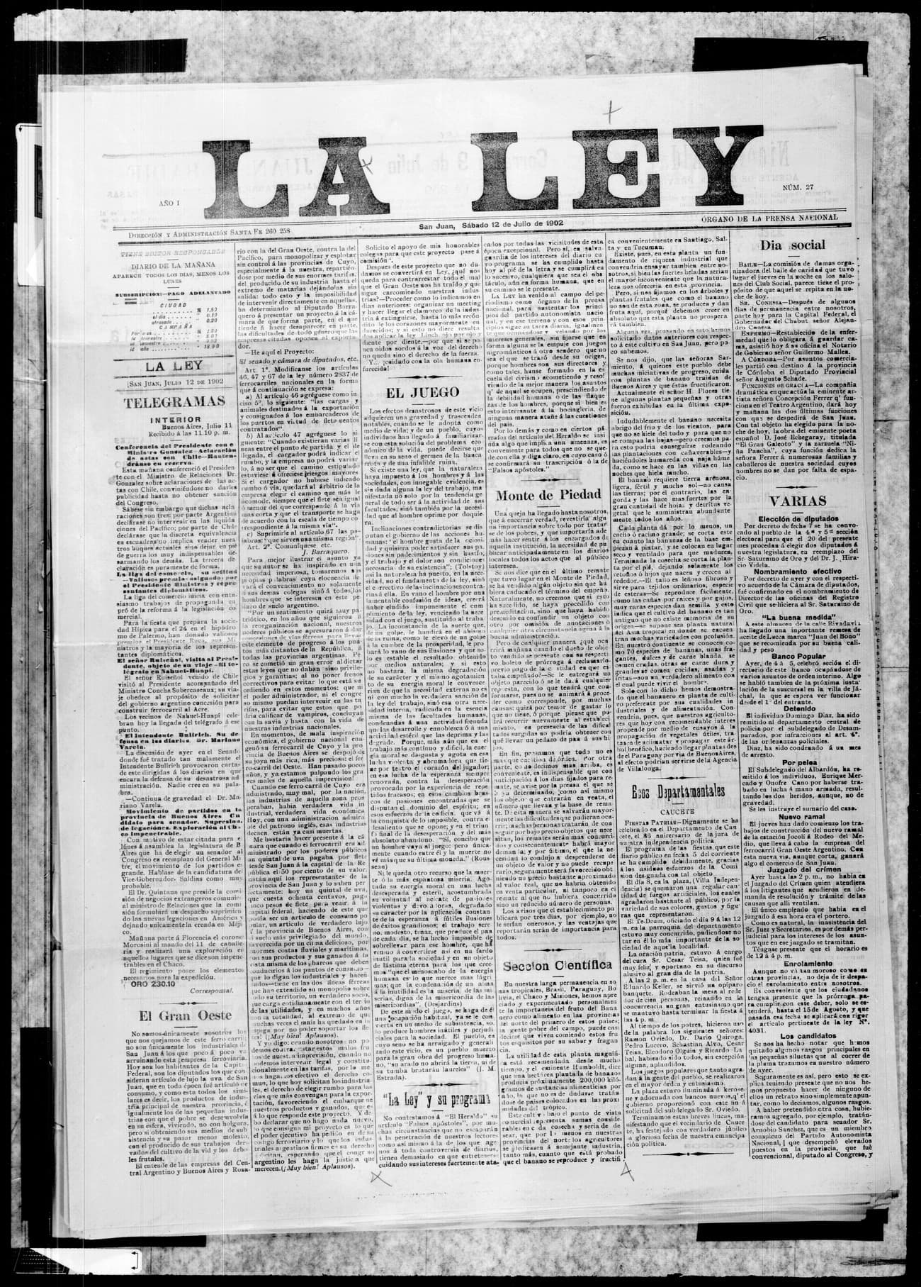 Portada · 12 de Julio de 1902
