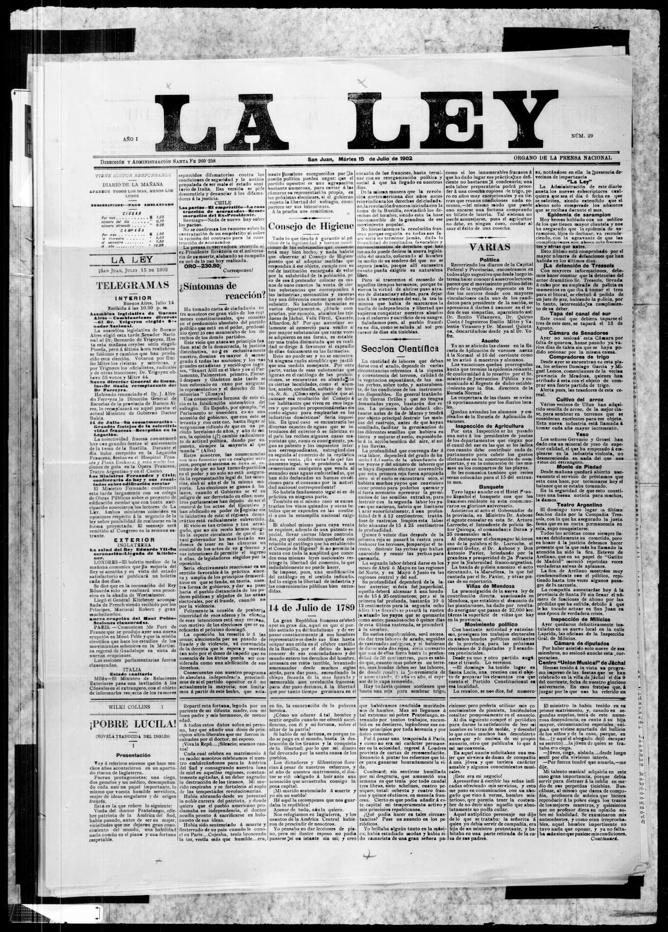 Portada · 15 de Julio de 1902
