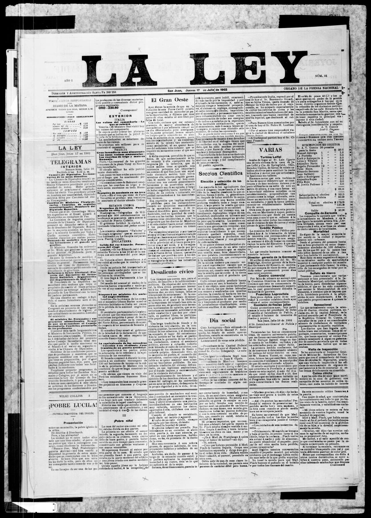 Portada · 17 de Julio de 1902