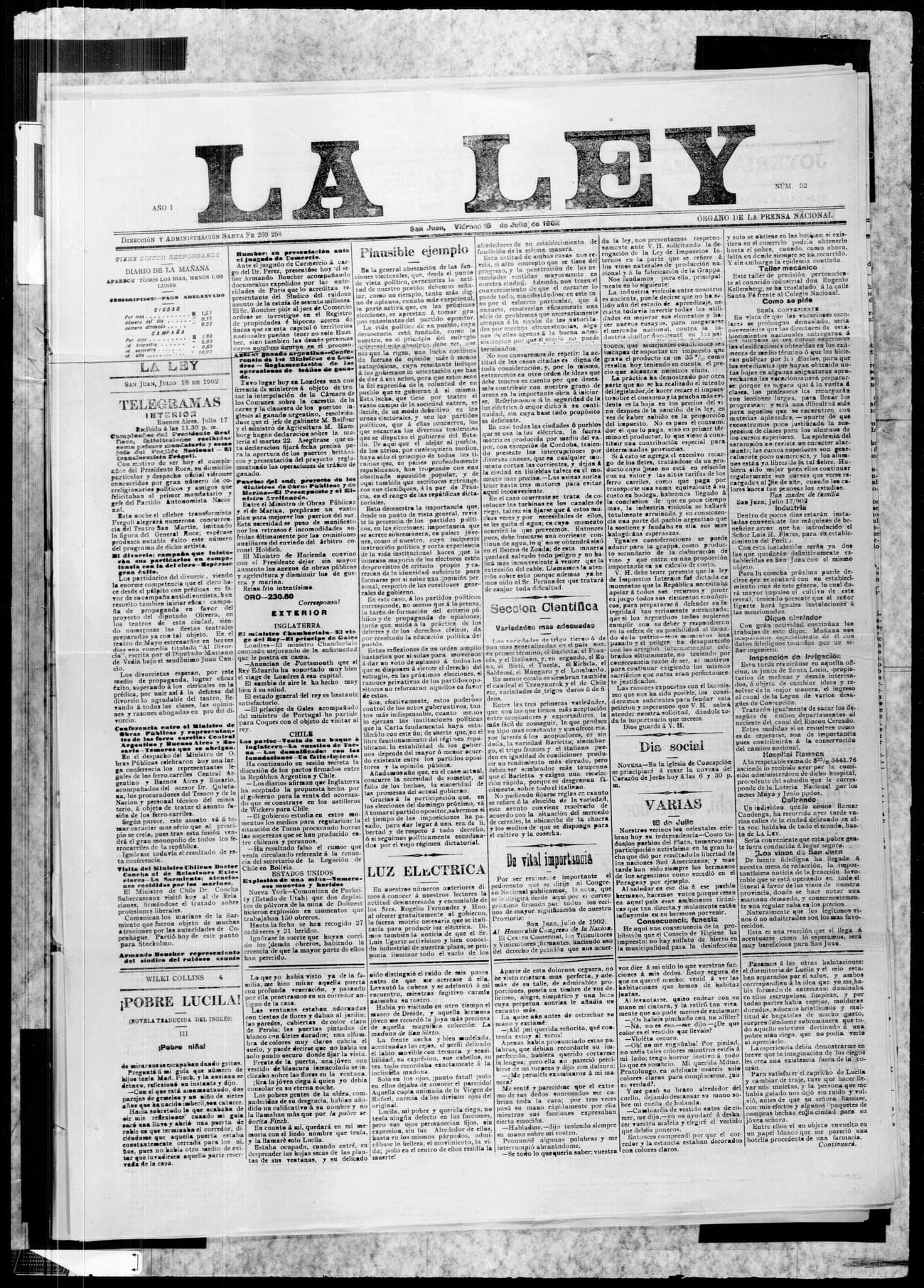 Portada · 18 de Julio de 1902