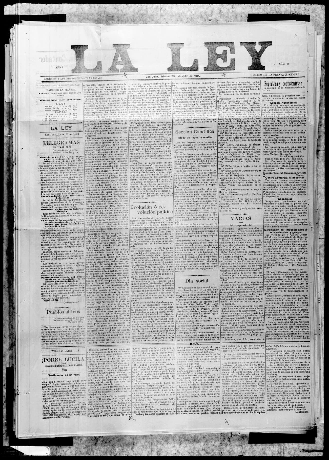 Portada · 29 de Julio de 1902