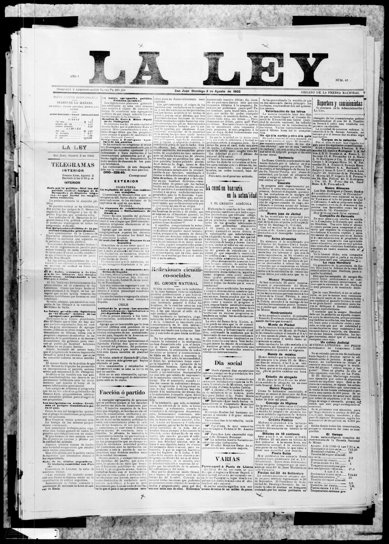 Portada · 3 de Agosto de 1902