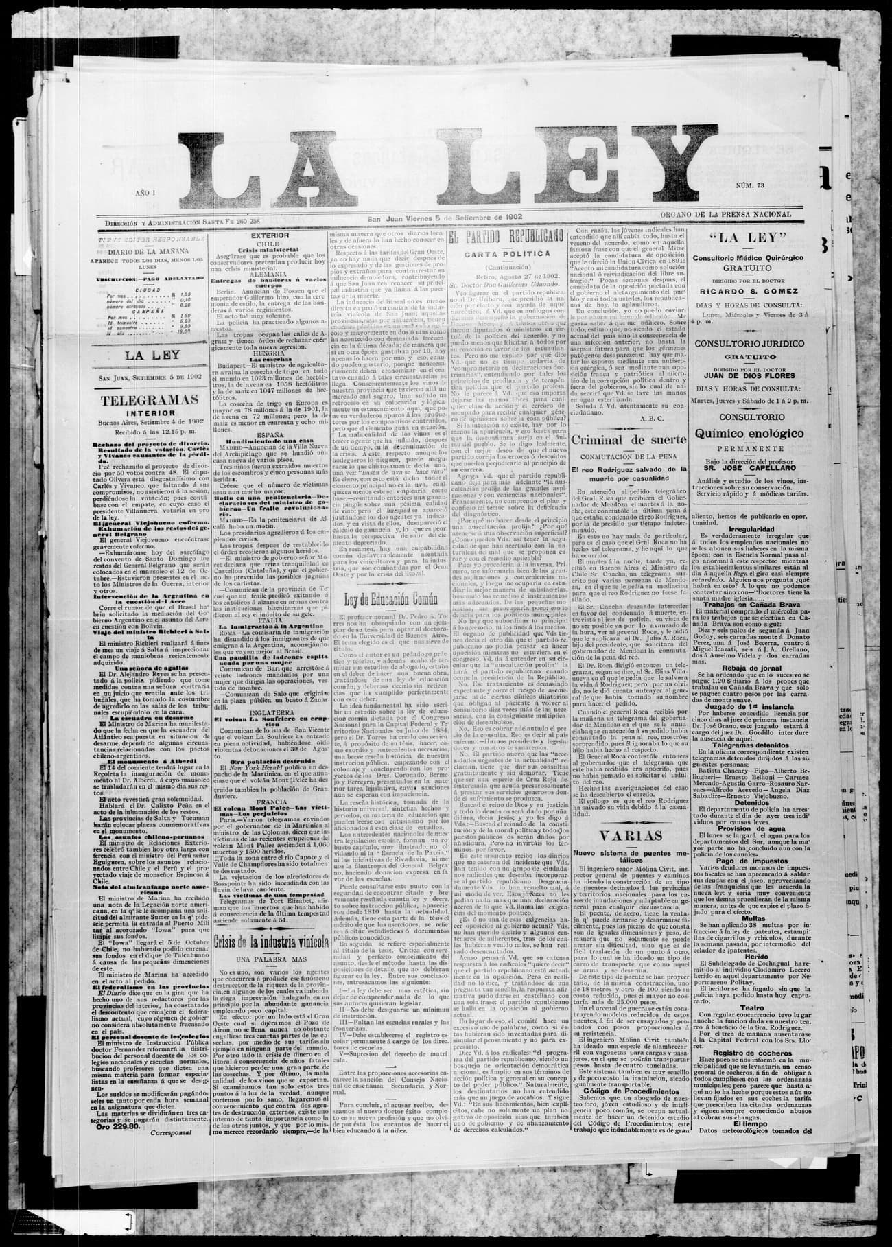 Portada · 5 de Septiembre de 1902