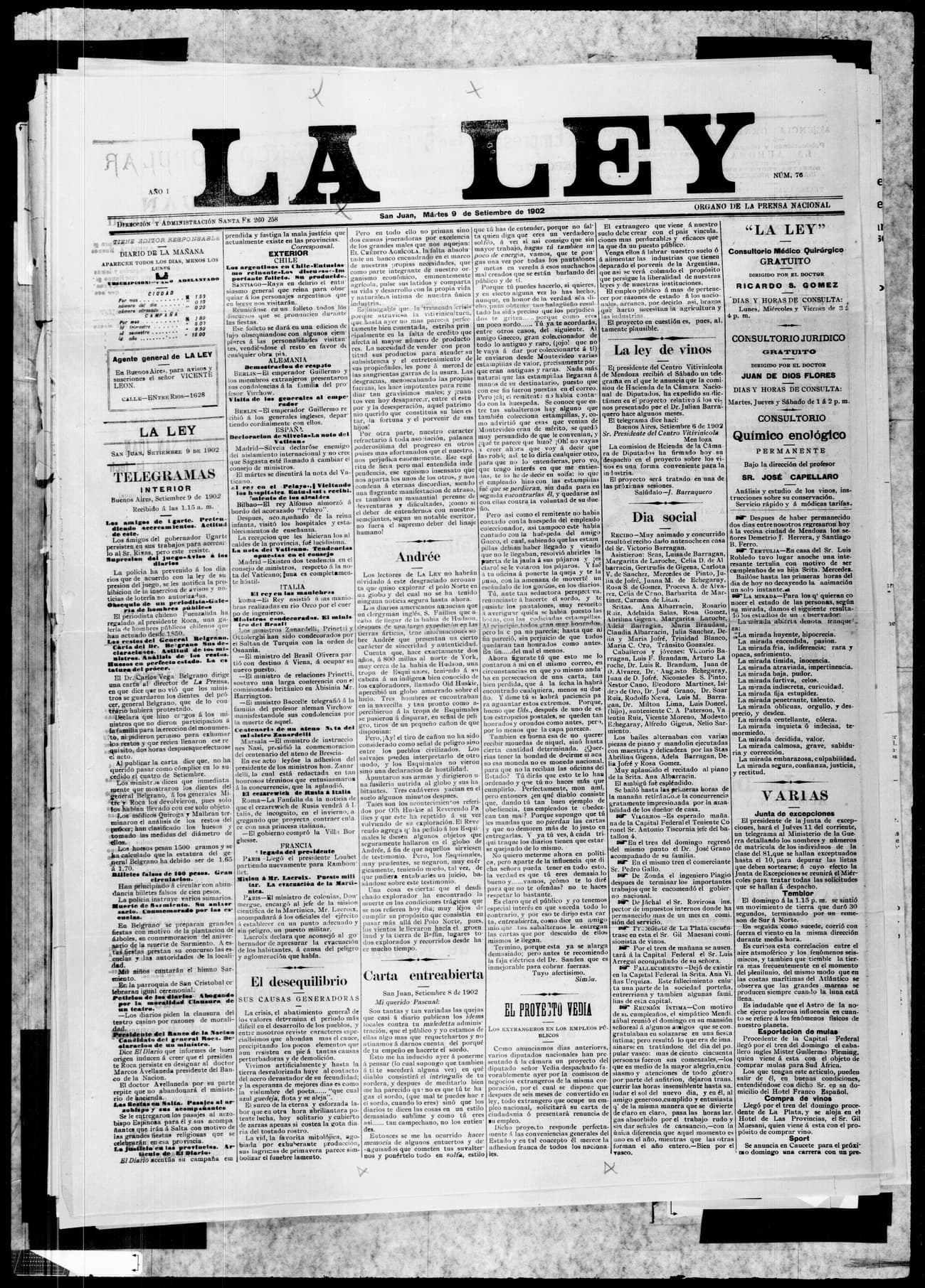 Portada · 9 de Septiembre de 1902
