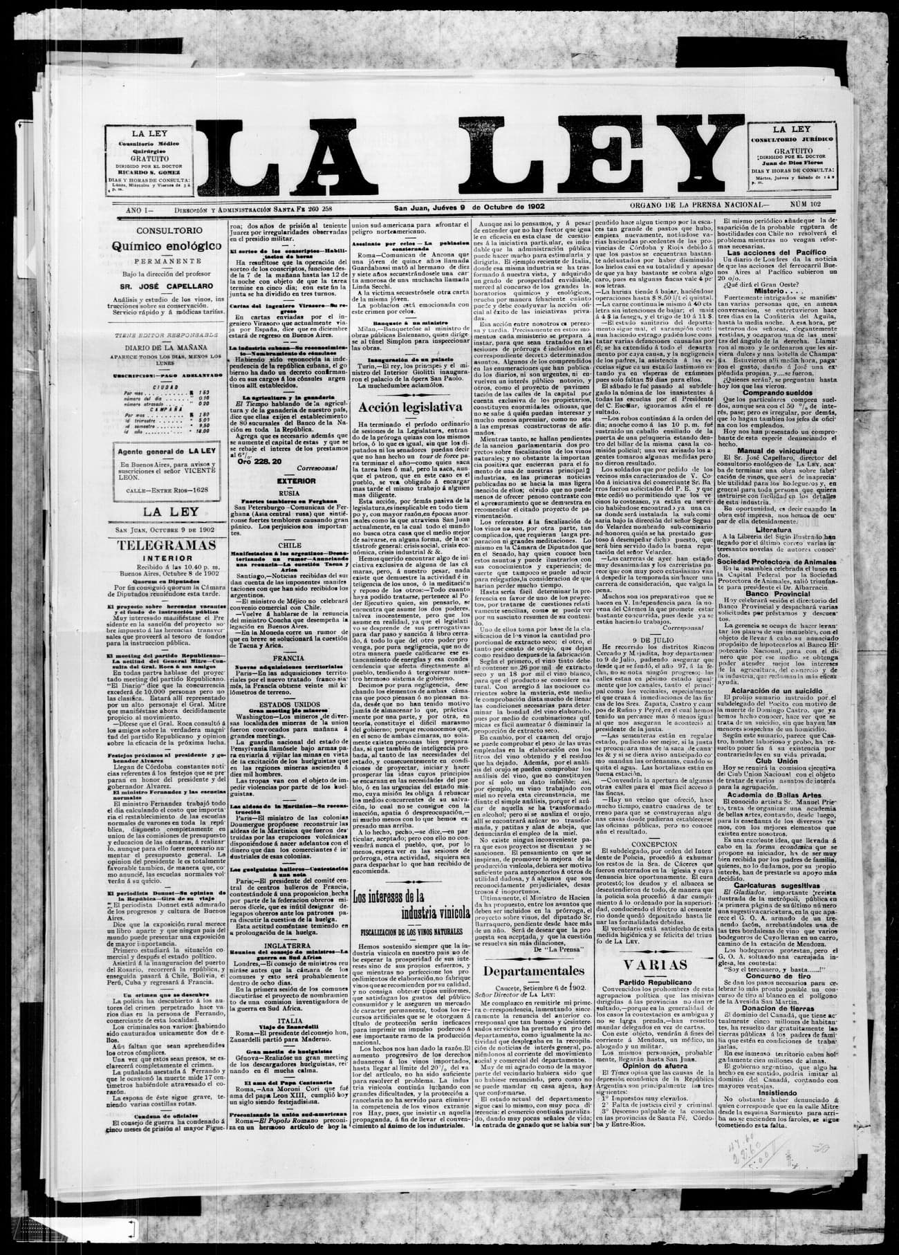 Portada · 9 de Octubre de 1902