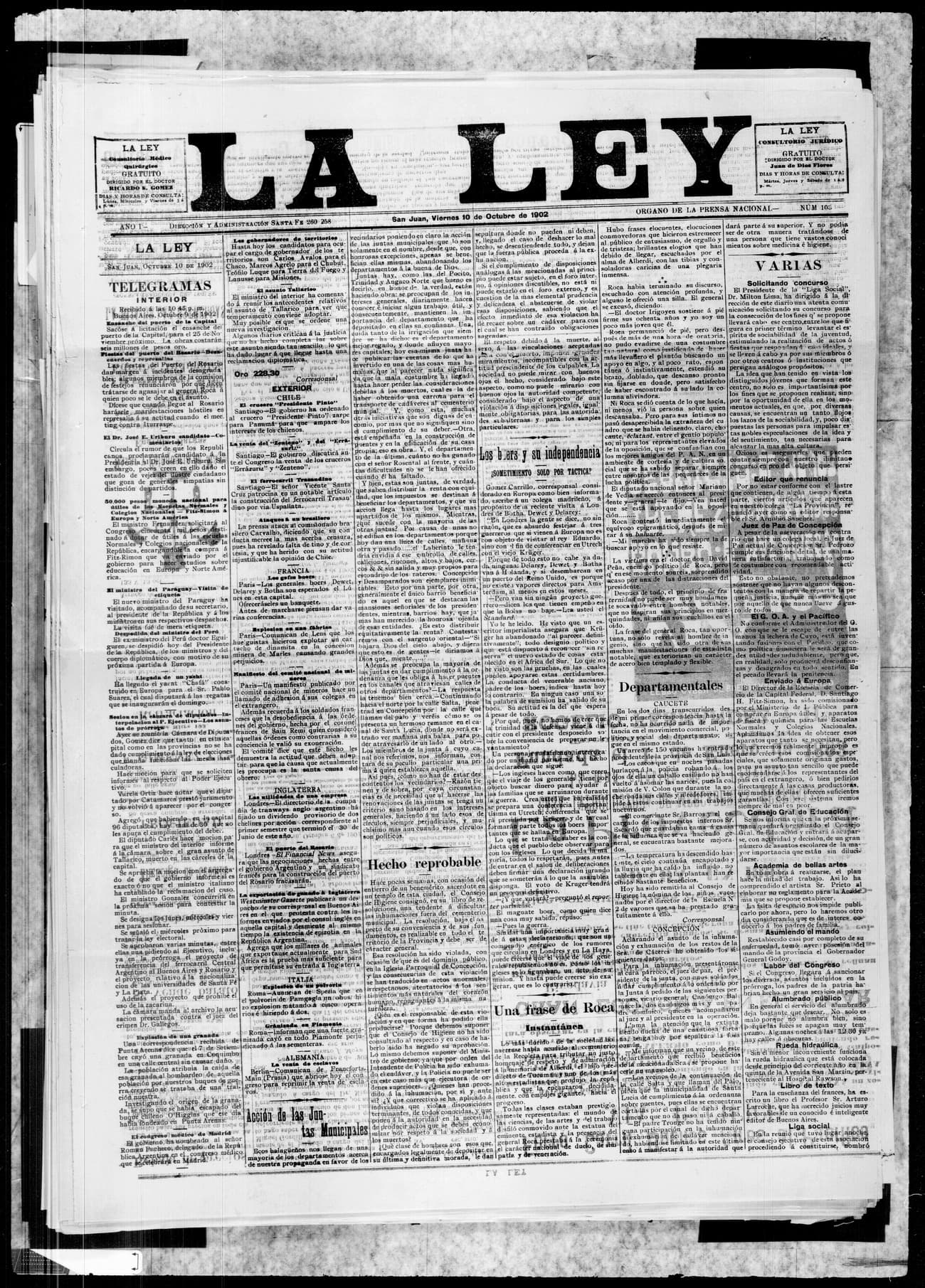 Portada · 10 de Octubre de 1902