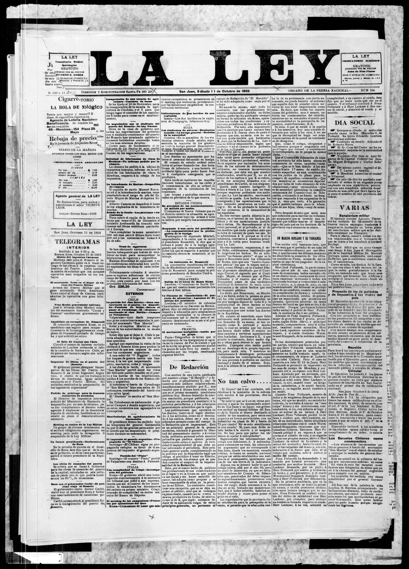 Portada · 11 de Octubre de 1902