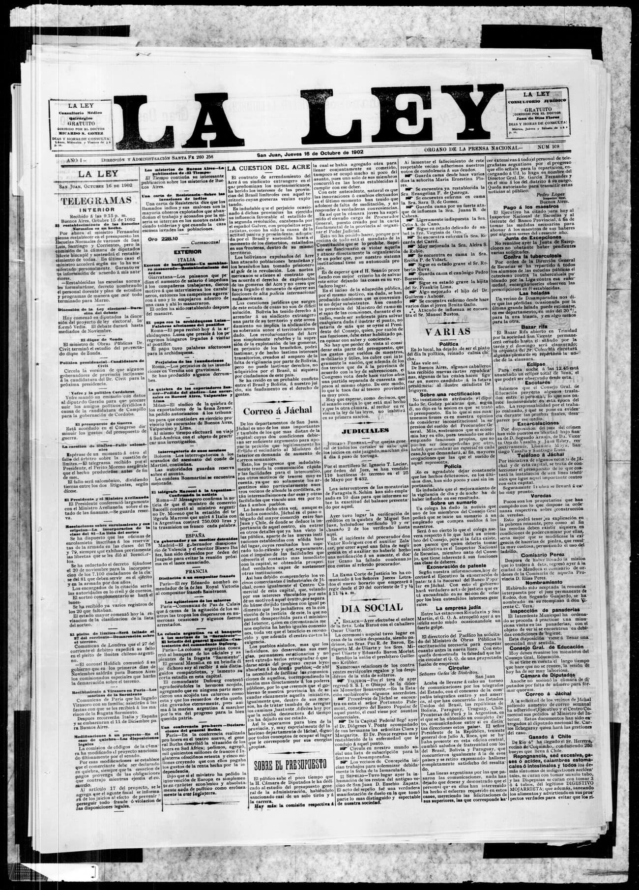 Portada · 16 de Octubre de 1902
