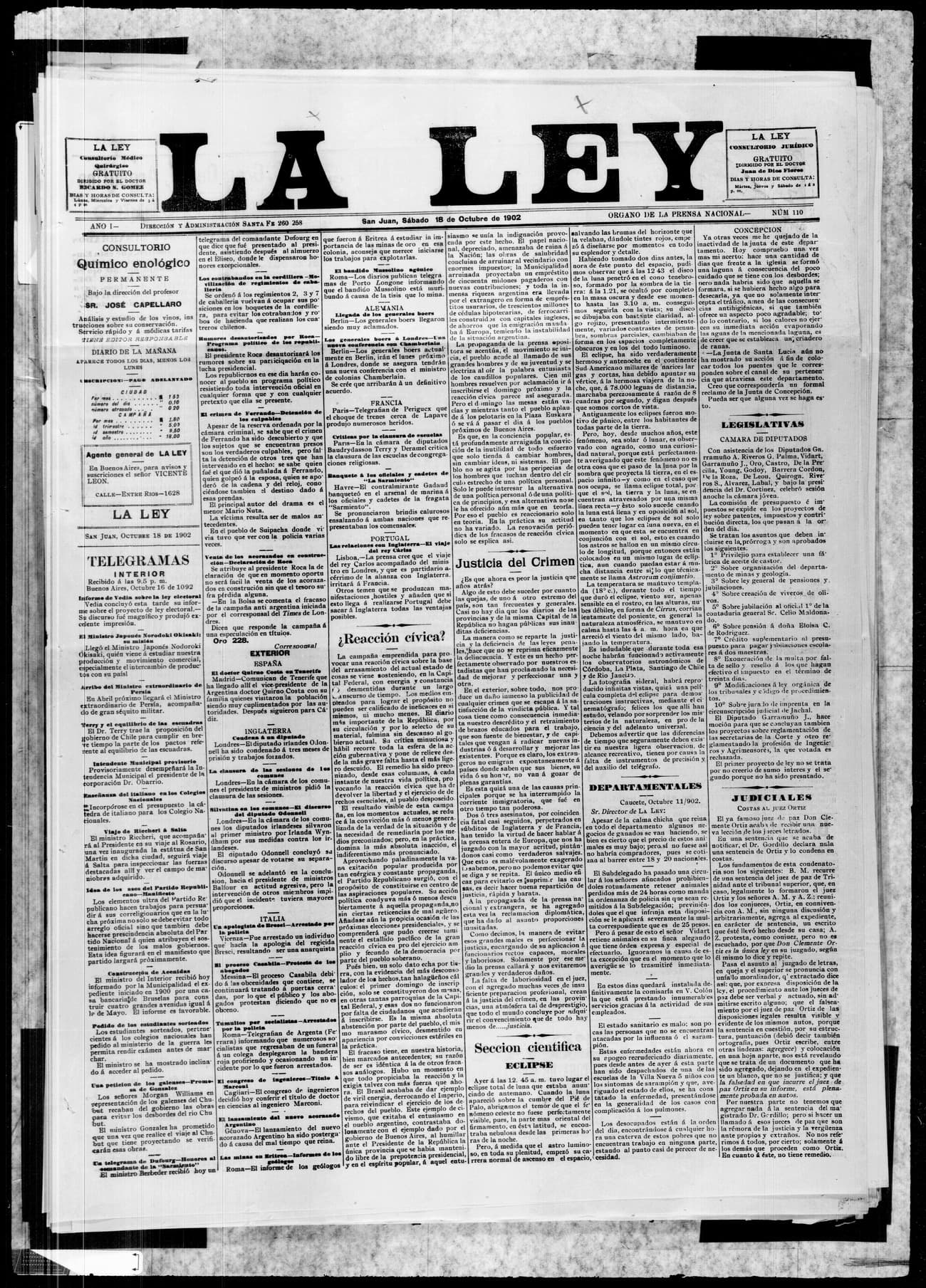 Portada · 18 de Octubre de 1902
