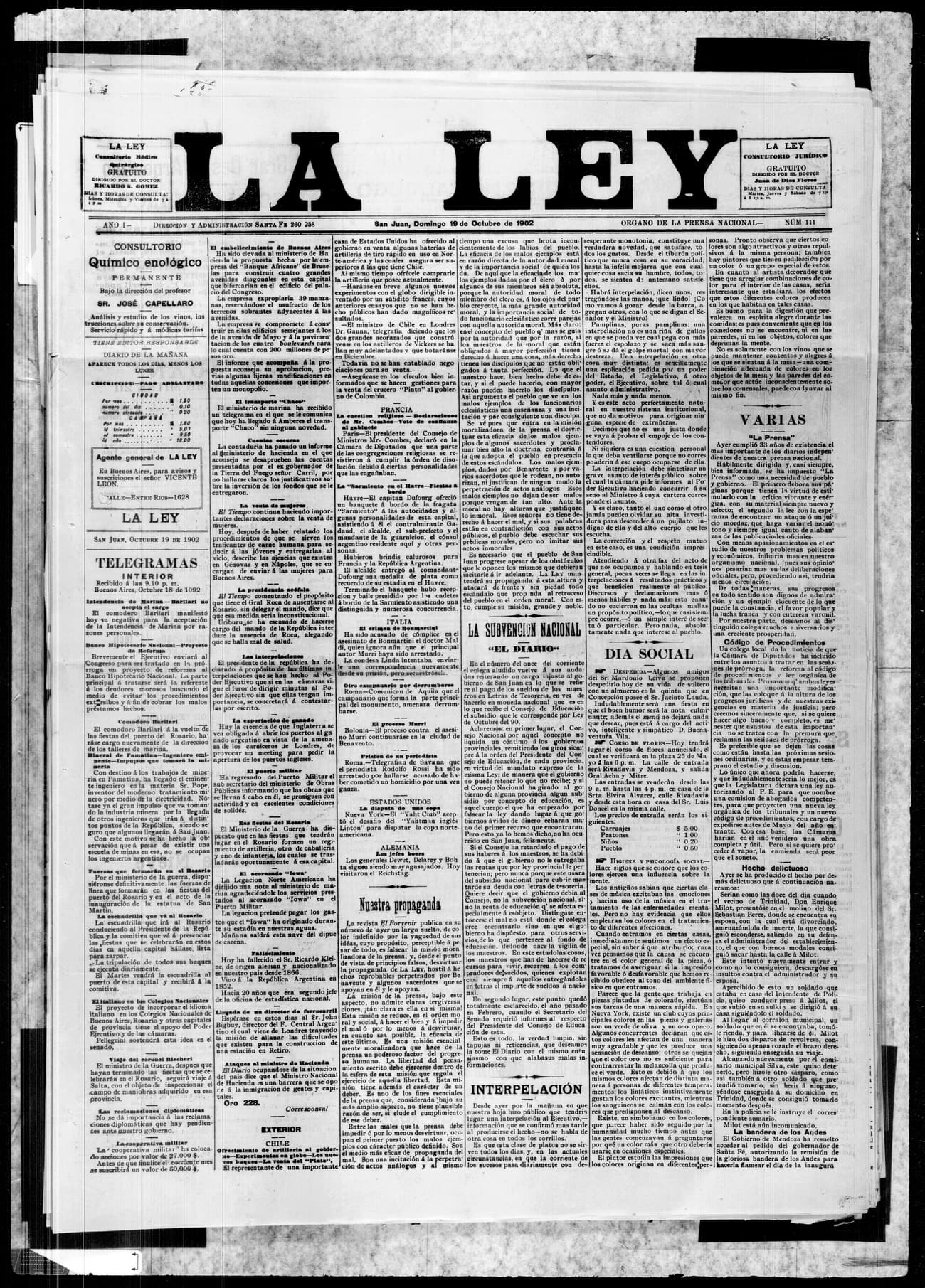 Portada · 19 de Octubre de 1902