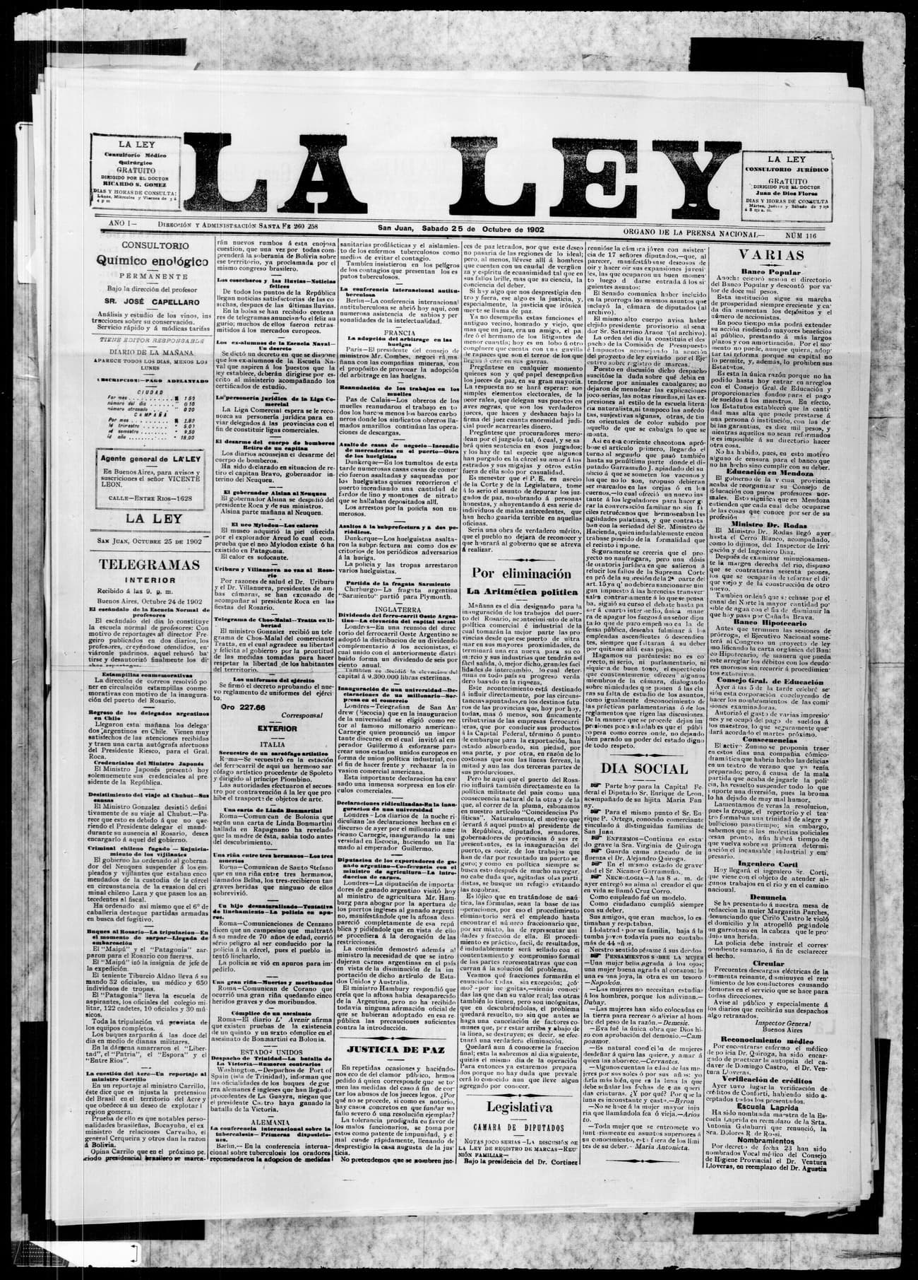 Portada · 25 de Octubre de 1902
