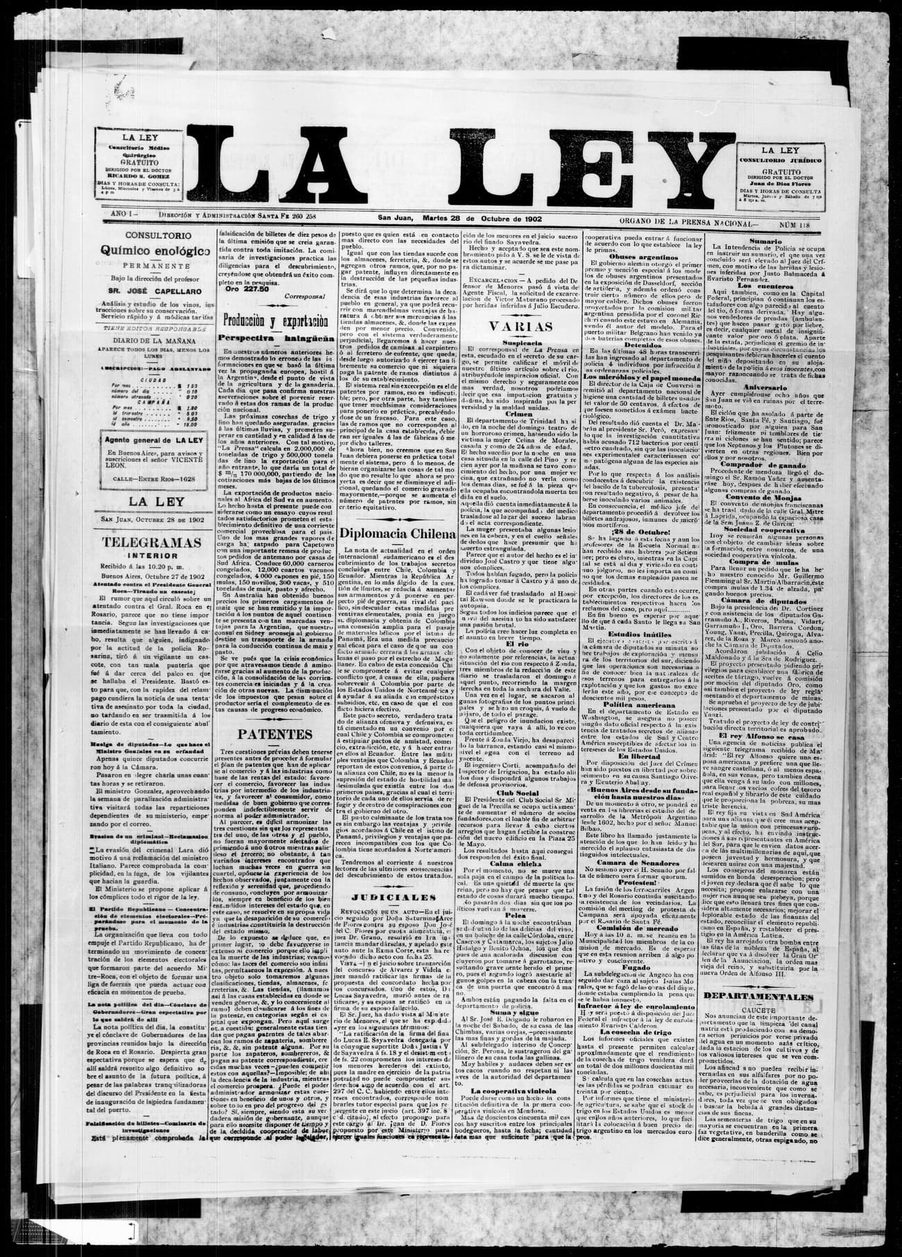 Portada · 28 de Octubre de 1902