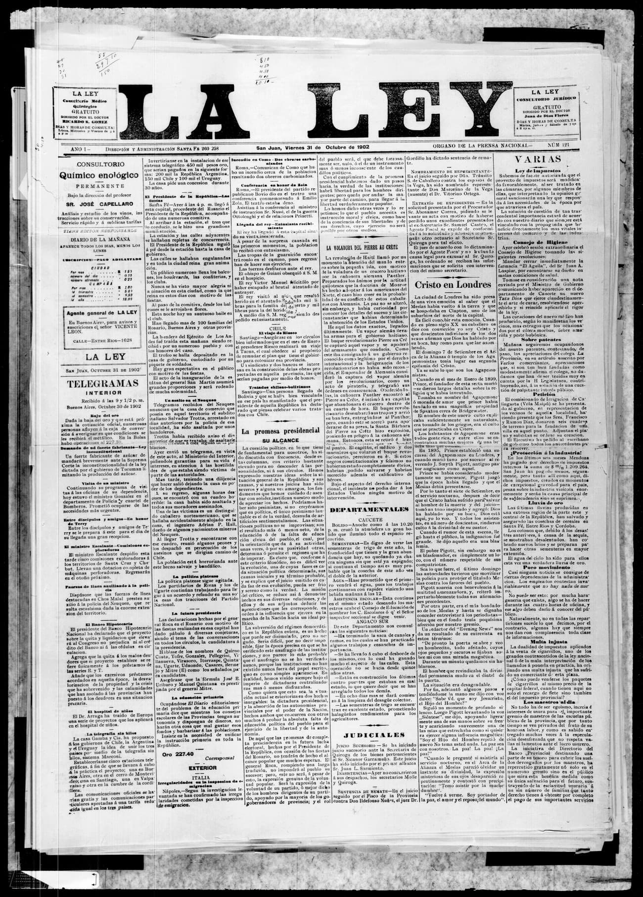 Portada · 31 de Octubre de 1902