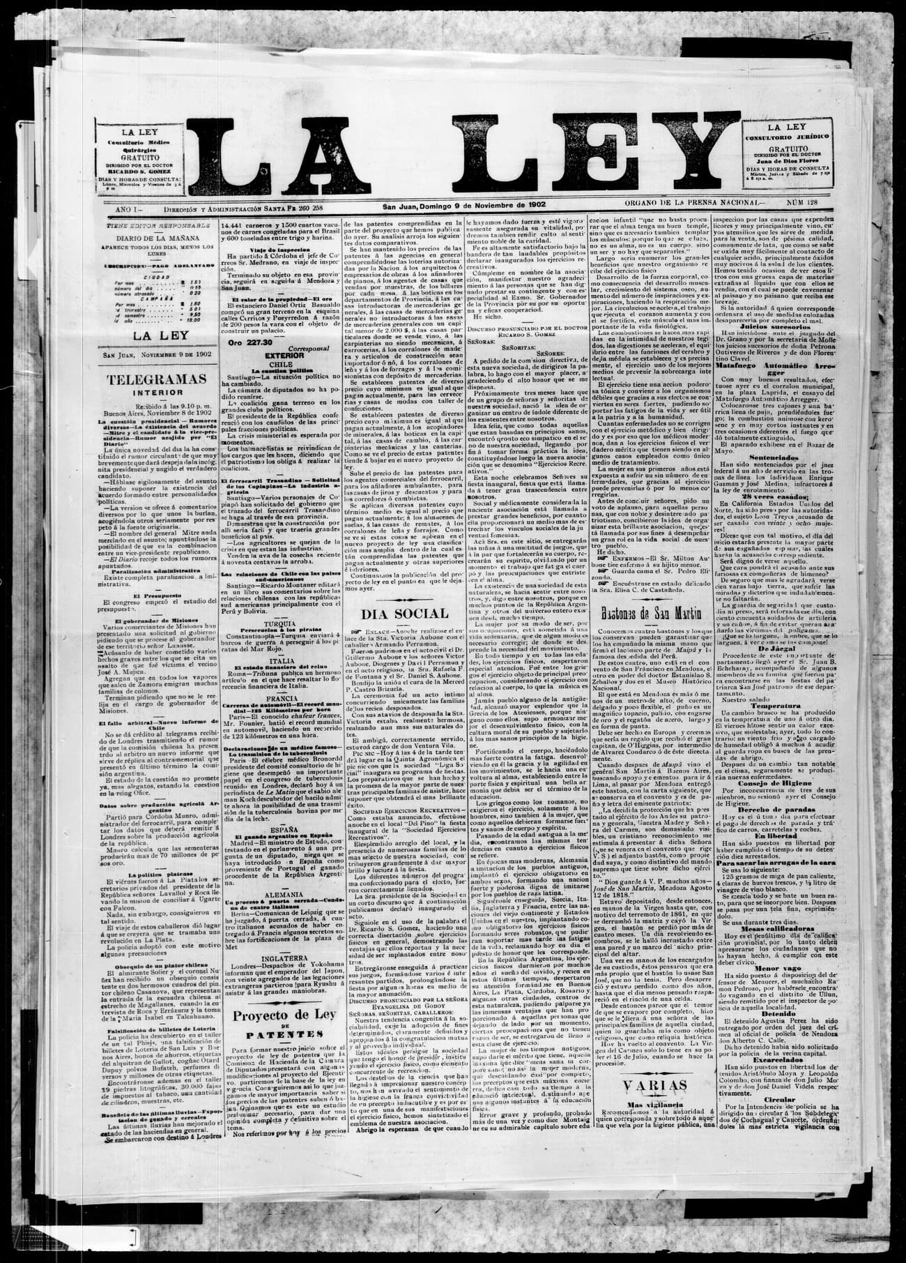 Portada · 9 de Noviembre de 1902