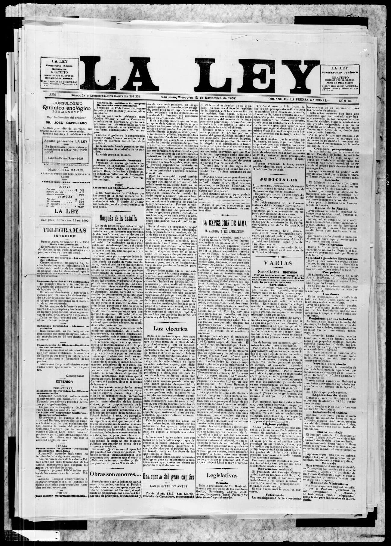 Portada · 12 de Noviembre de 1902