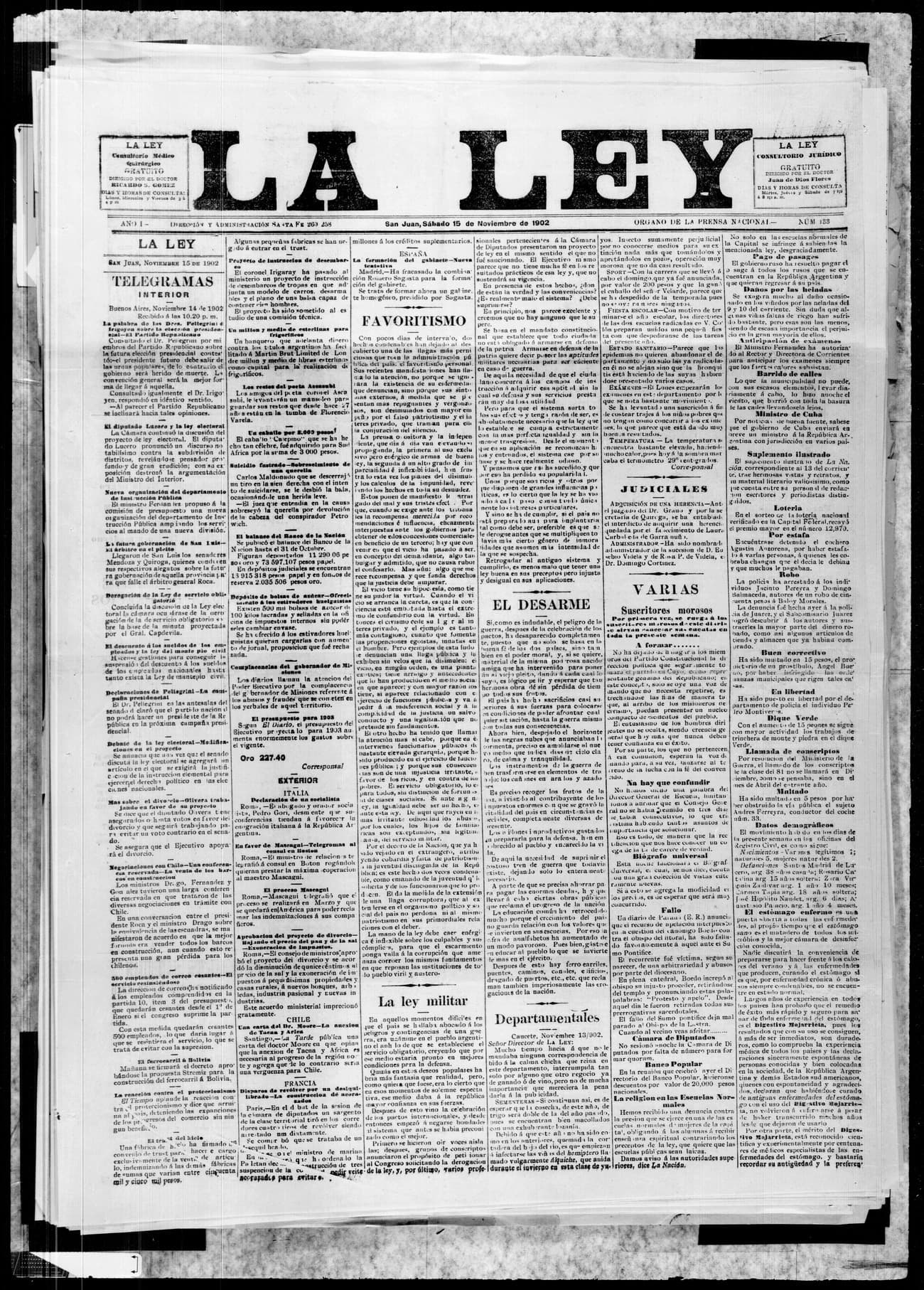 Portada · 15 de Noviembre de 1902