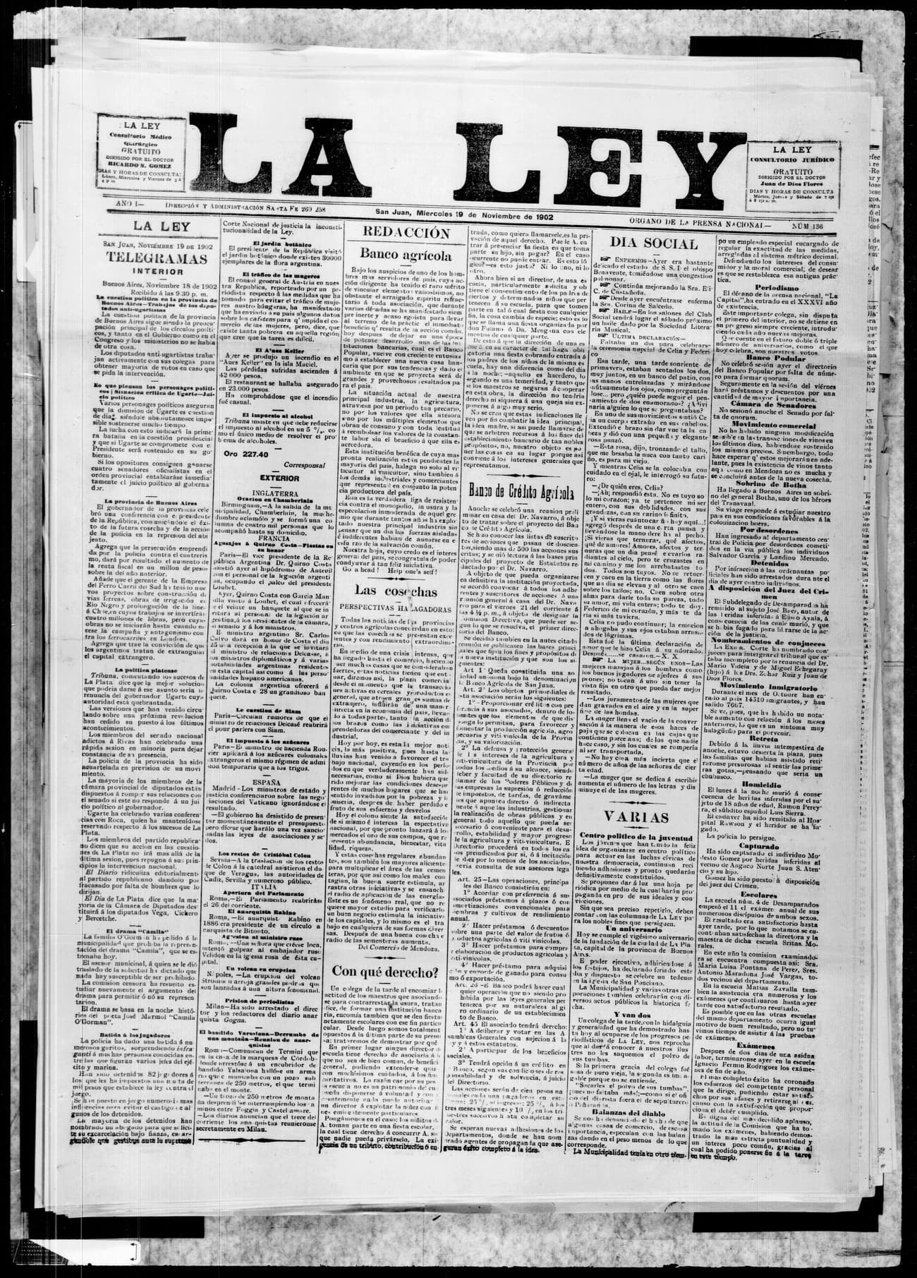 Portada · 19 de Noviembre de 1902