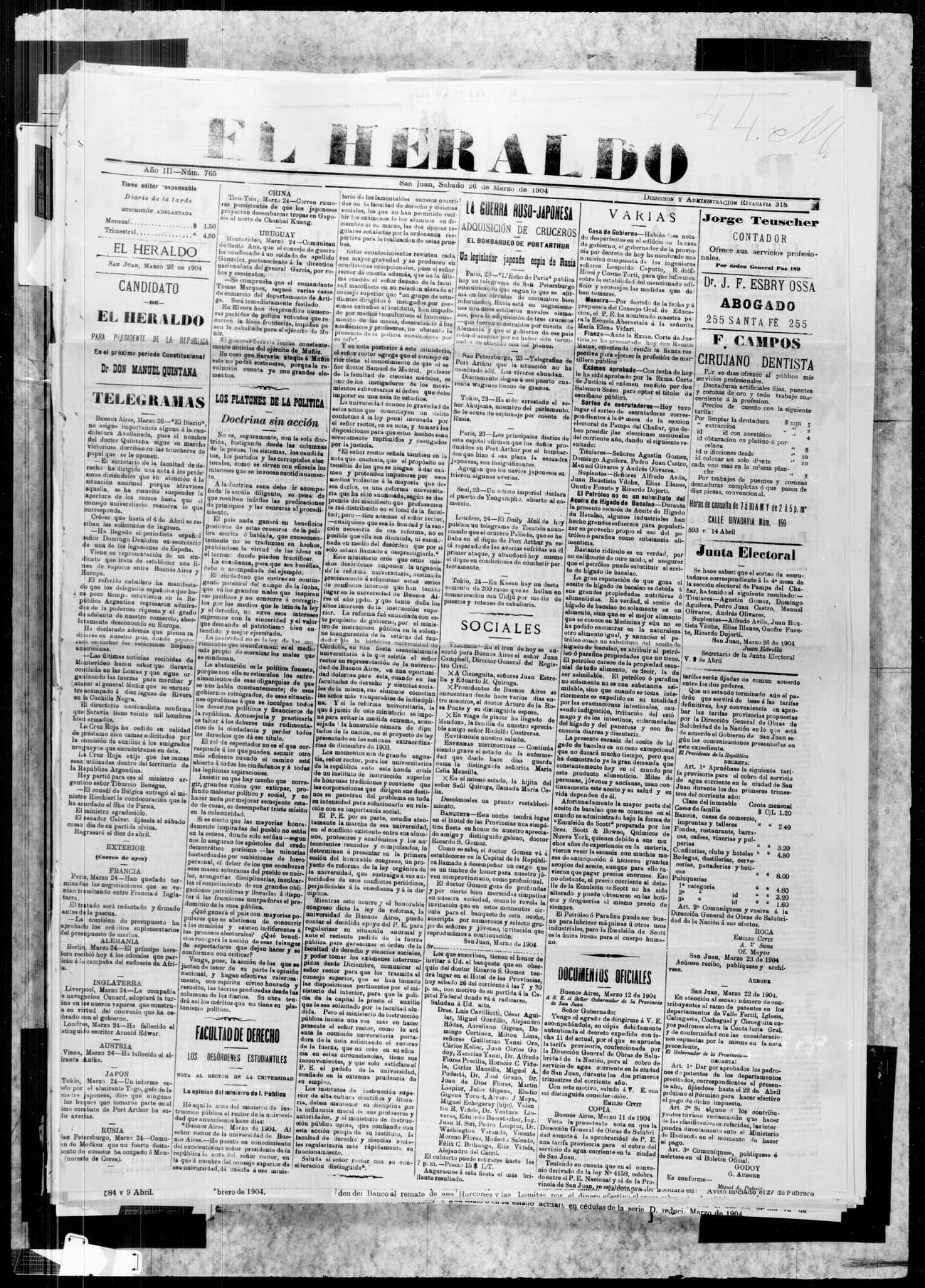 Portada · 26 de Marzo de 1904