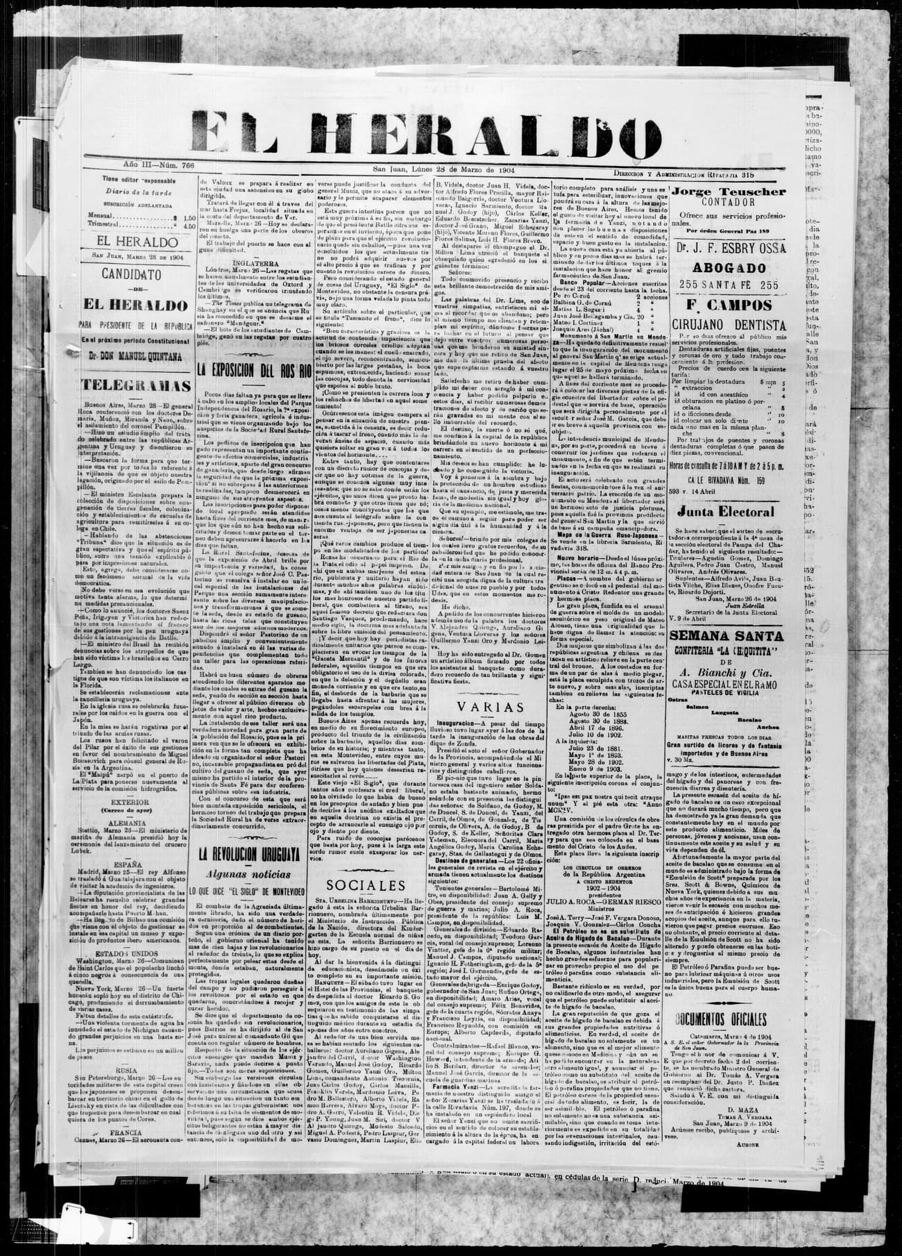 Portada · 28 de Marzo de 1904
