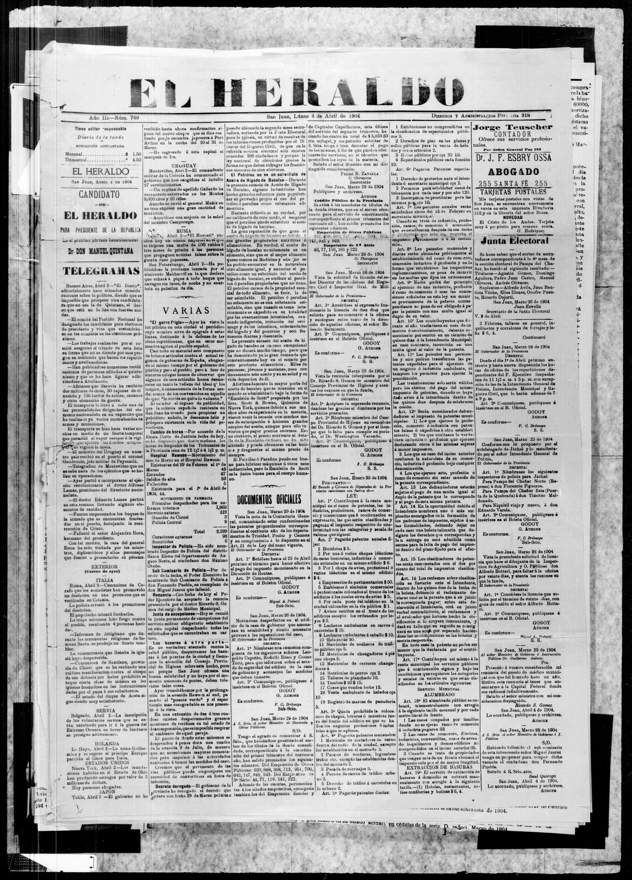 Portada · 4 de Abril de 1904