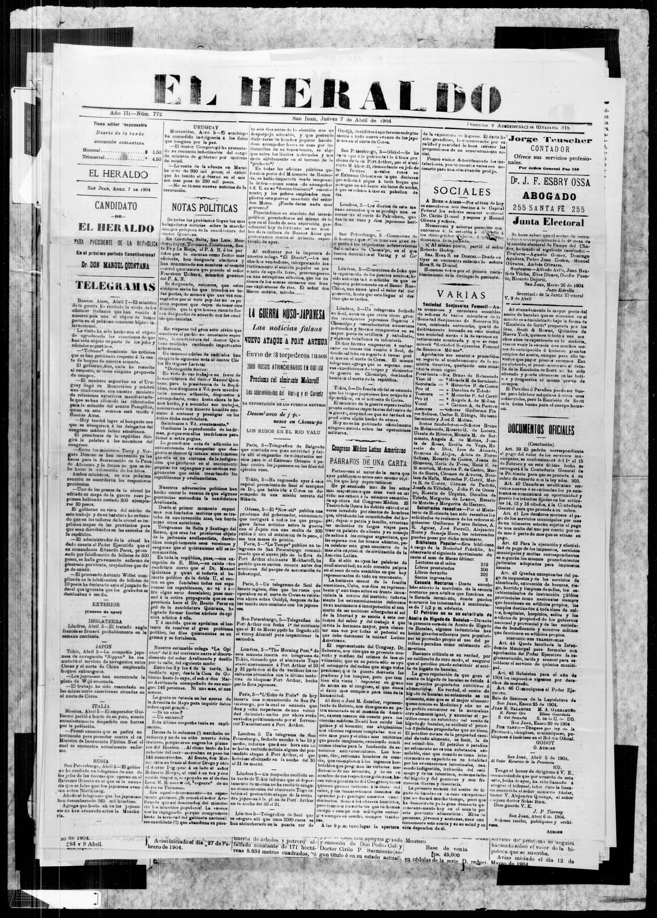 Portada · 7 de Abril de 1904