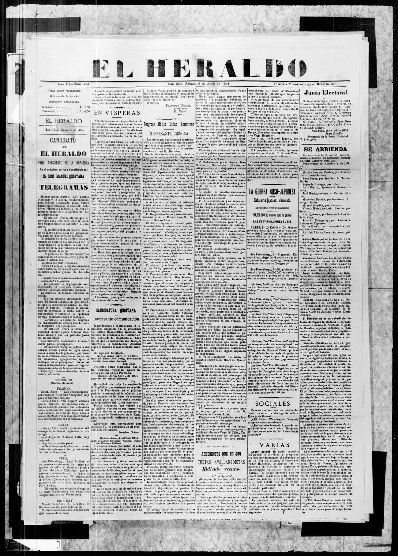Portada · 9 de Abril de 1904