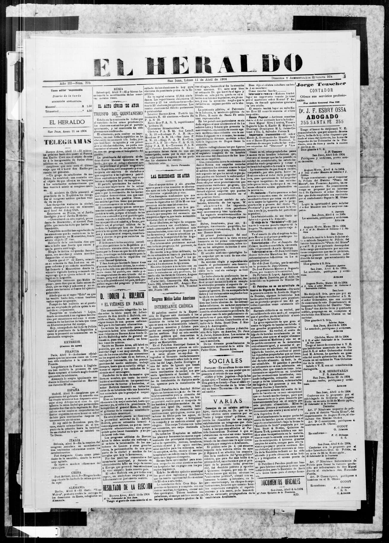 Portada · 11 de Abril de 1904