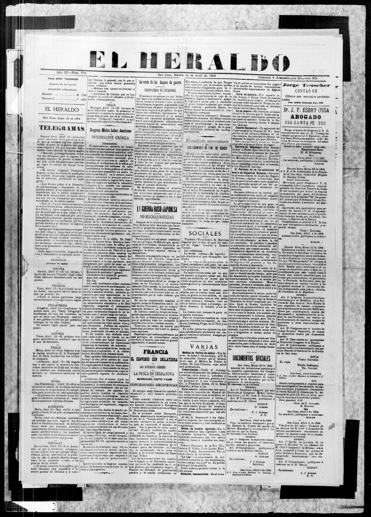 Portada · 12 de Abril de 1904