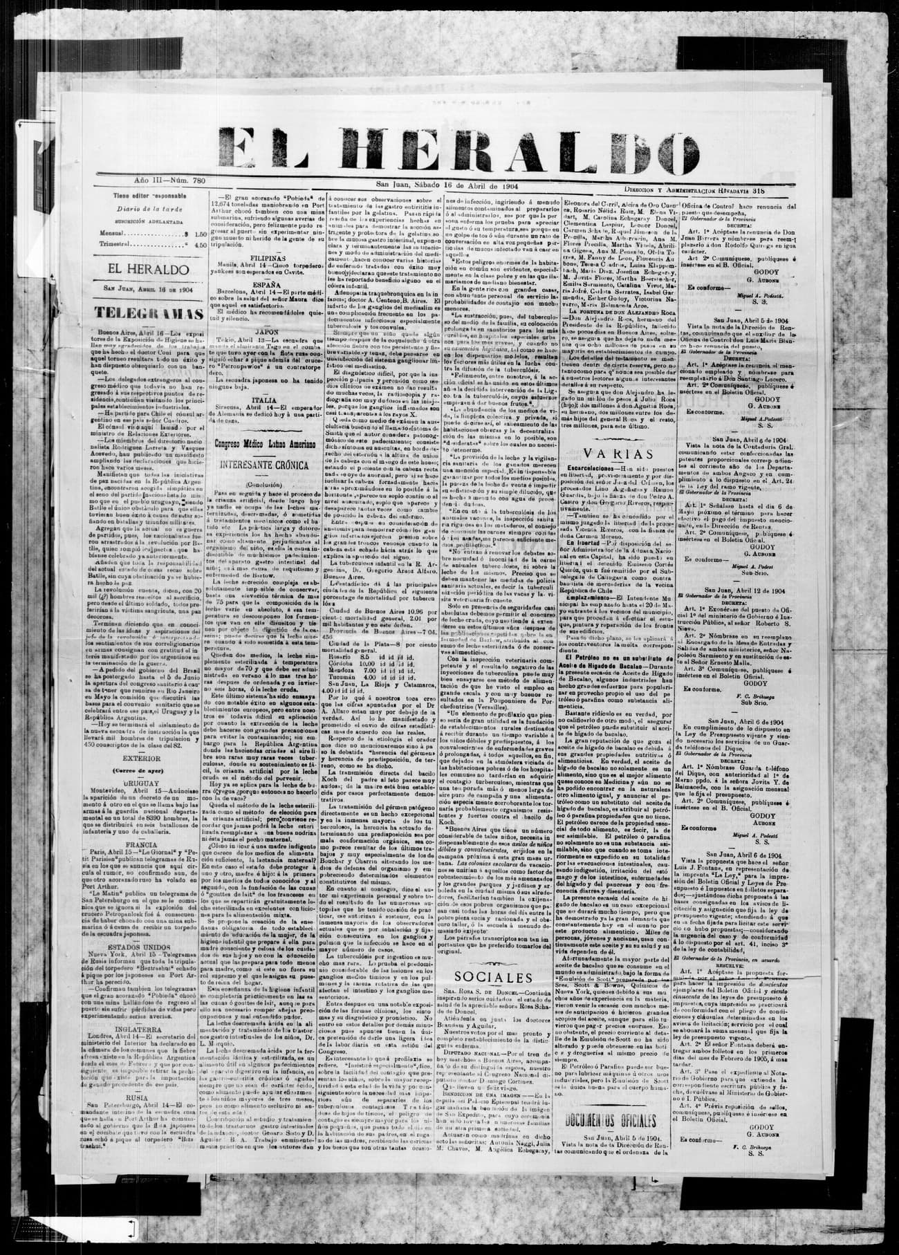 Portada · 16 de Abril de 1904
