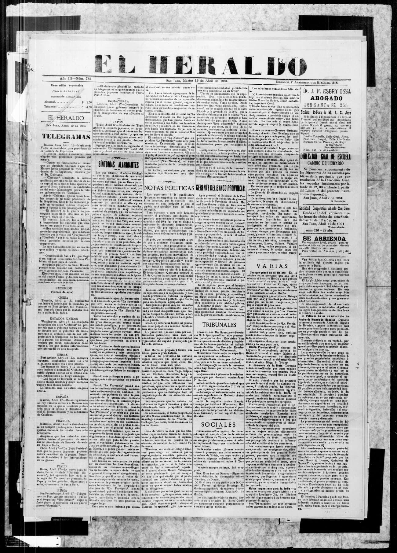 Portada · 19 de Abril de 1904