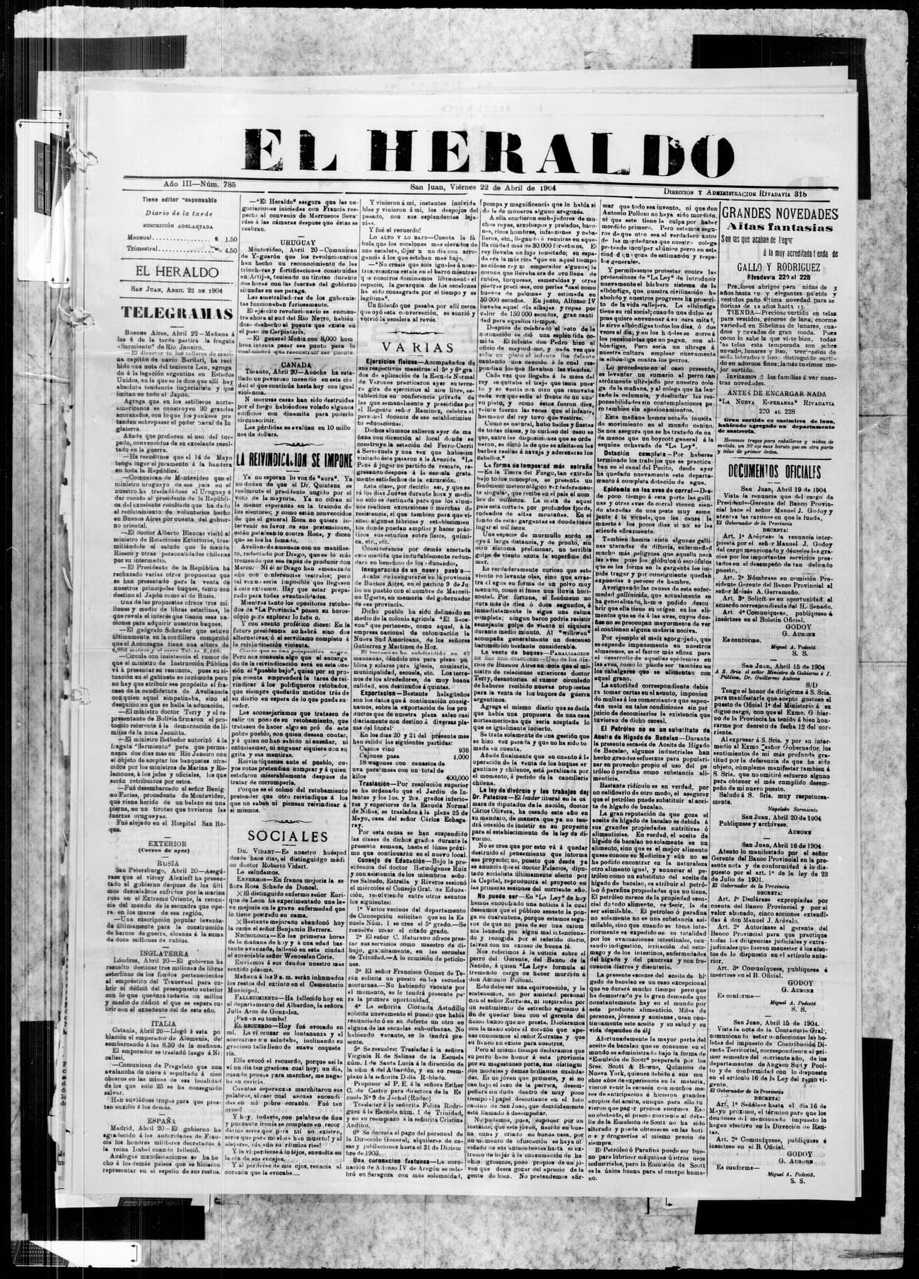 Portada · 22 de Abril de 1904
